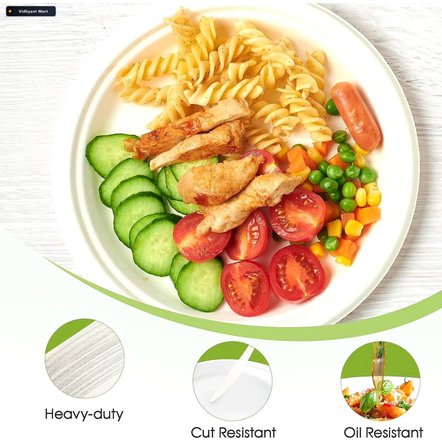 Vidhyant Mart Disposable Round Food Serving Plate 10 Pc Lightwei 3