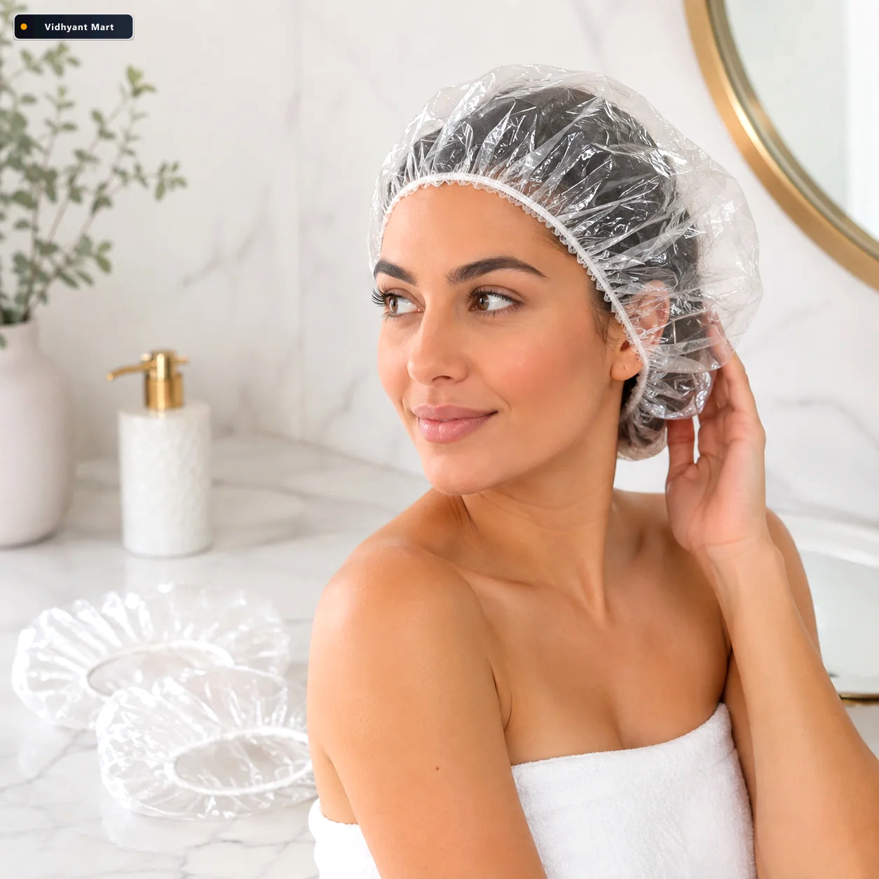 Vidhyant Mart Disposable Shower Cap Waterproof Hygienic Velvablo 1
