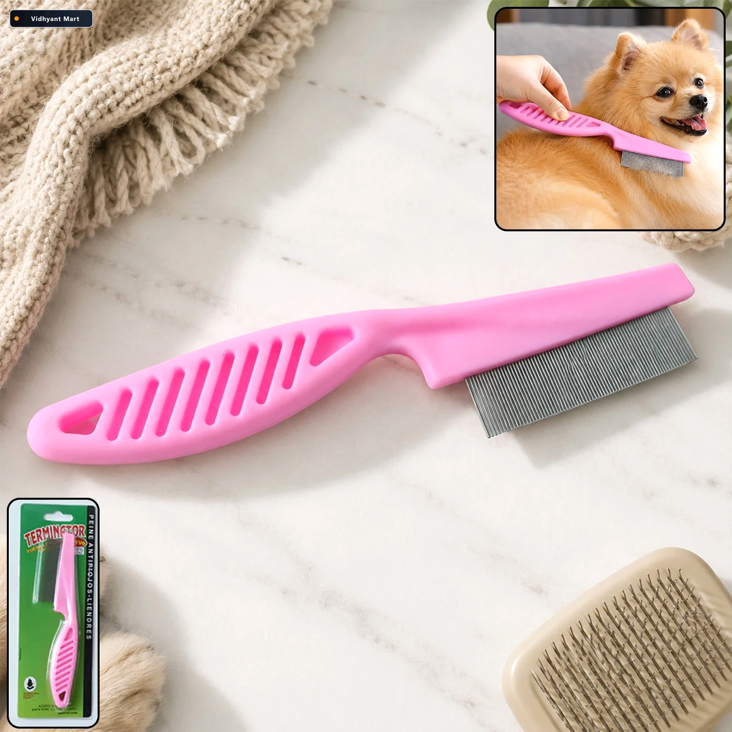 Vidhyant Mart Dog Hair Remover Comb Pet Grooming Shedding Tool F 1