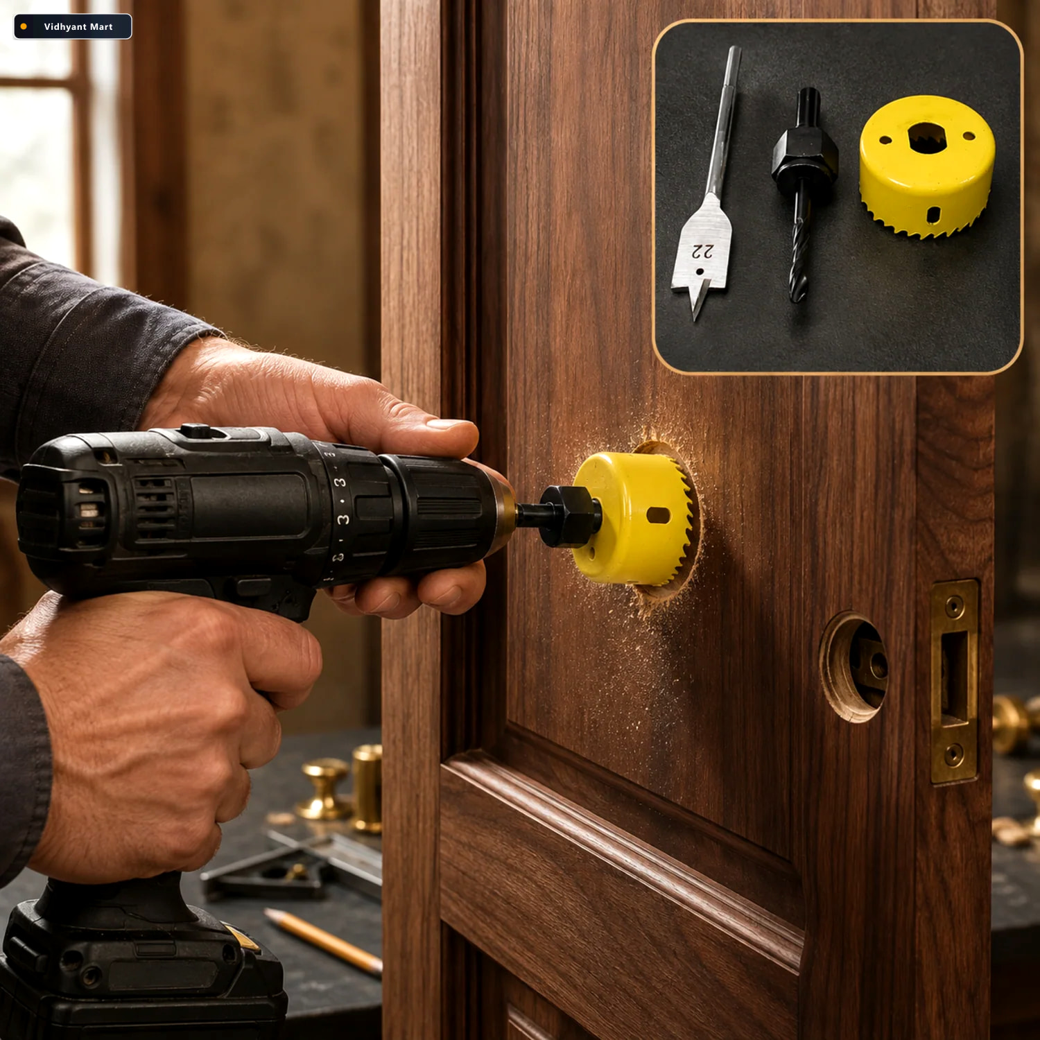Vidhyant Mart Door Lock Installation Kit Carbon Steel Hole Saw S 1