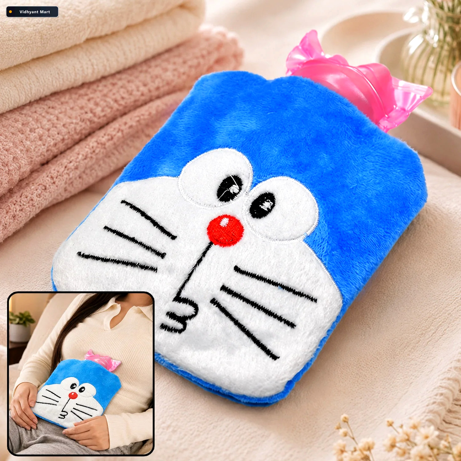 Vidhyant Mart Doremon Hot Water Bag Soft Cover For Pain Relief V 1