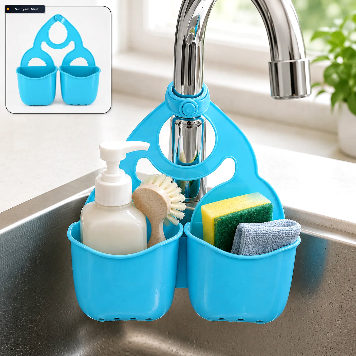 Vidhyant Mart Double Layer Sink Storage Basket Space Saving Adju 1
