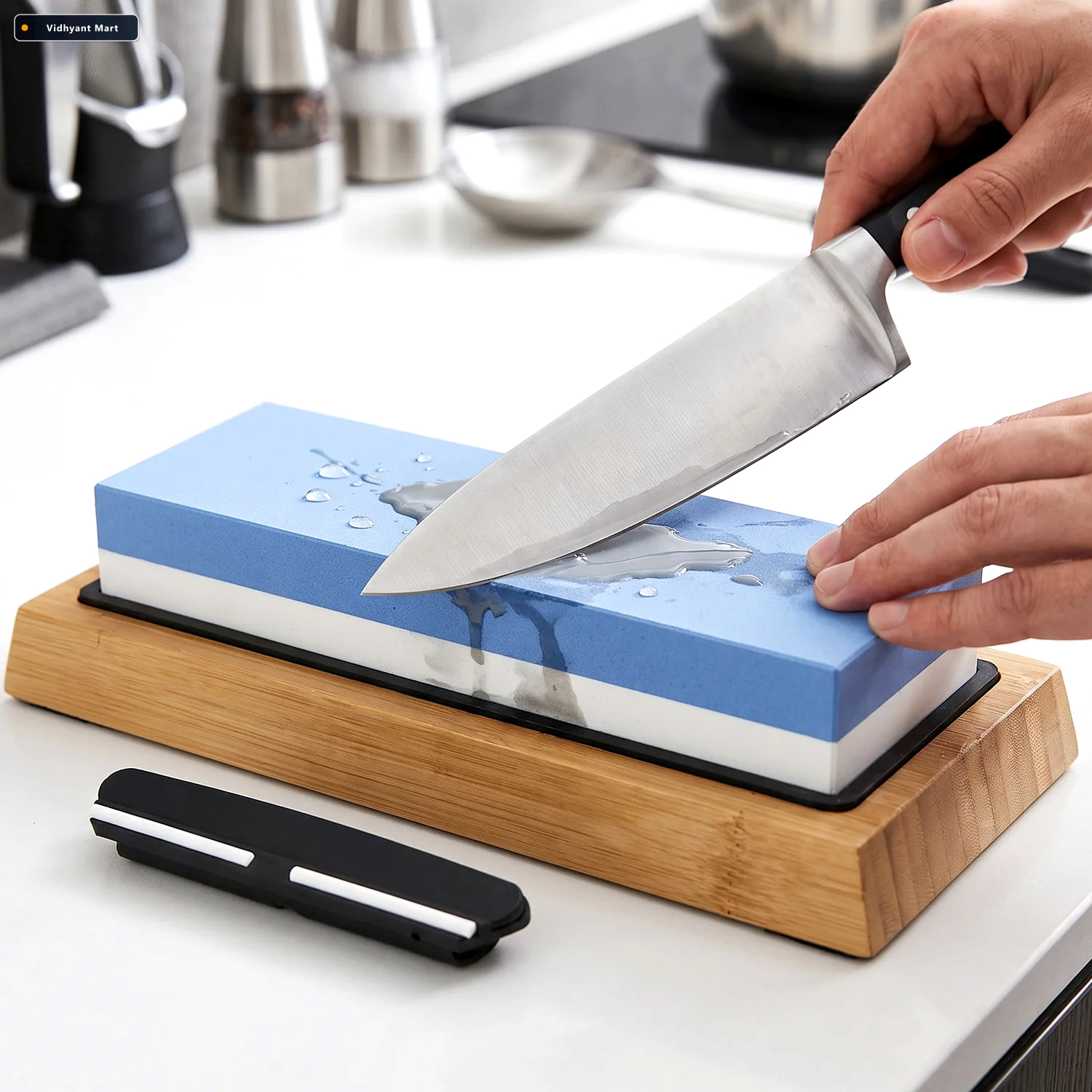 Vidhyant Mart Double Sided Knife Sharpening Whetstone Set With B 2
