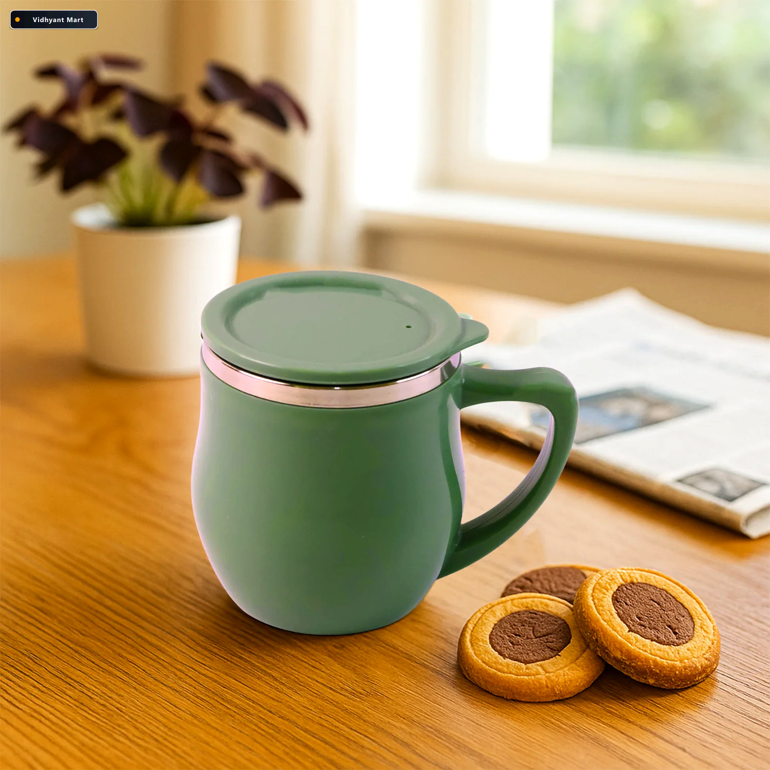Vidhyant Mart Double Wall Desk Mug Stainless Steel Spill Resista 2