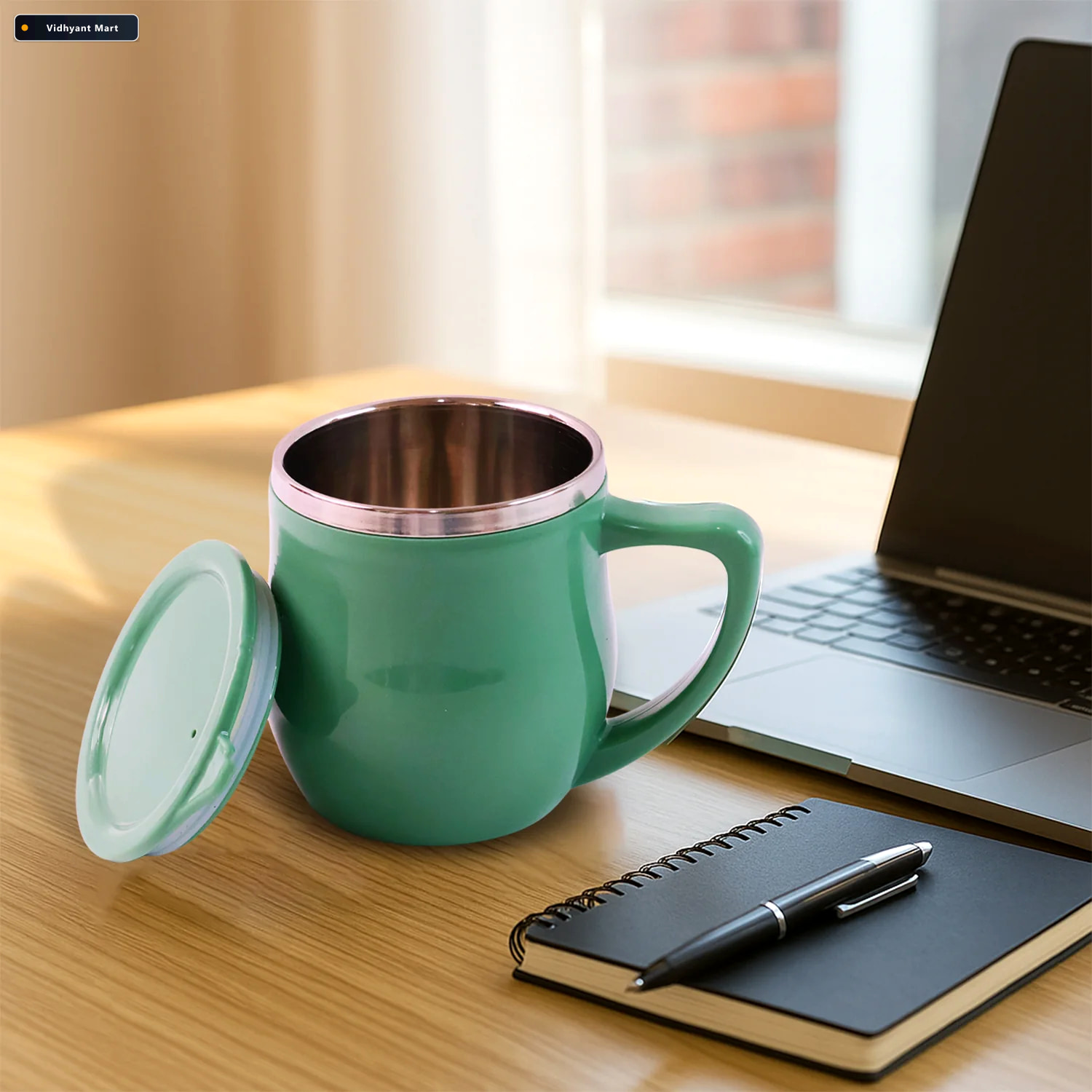 Vidhyant Mart Double Wall Desk Mug Stainless Steel Spill Resista 3