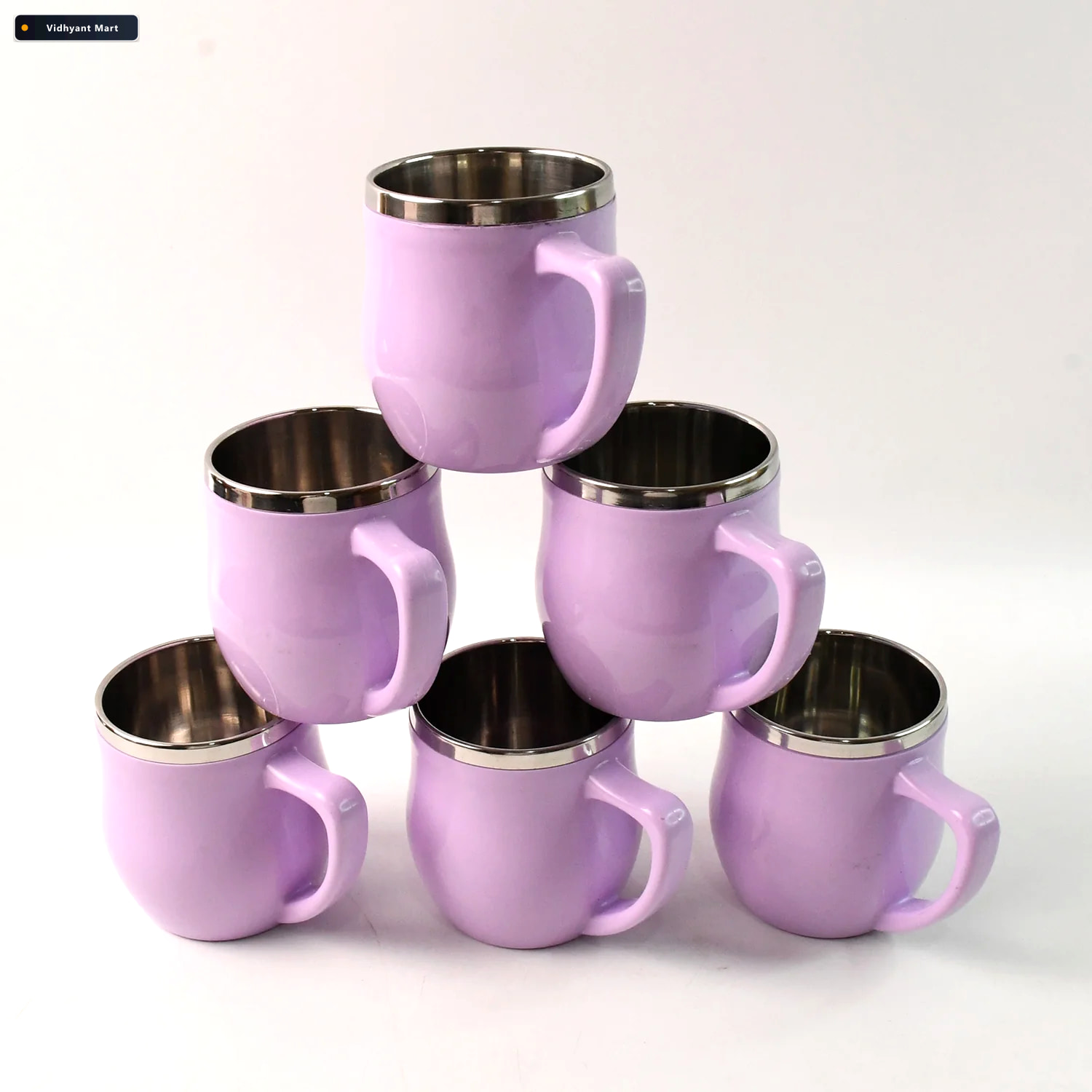 Vidhyant Mart Double Wall Stainless Steel Mug Set Insulated 6 Pc 2