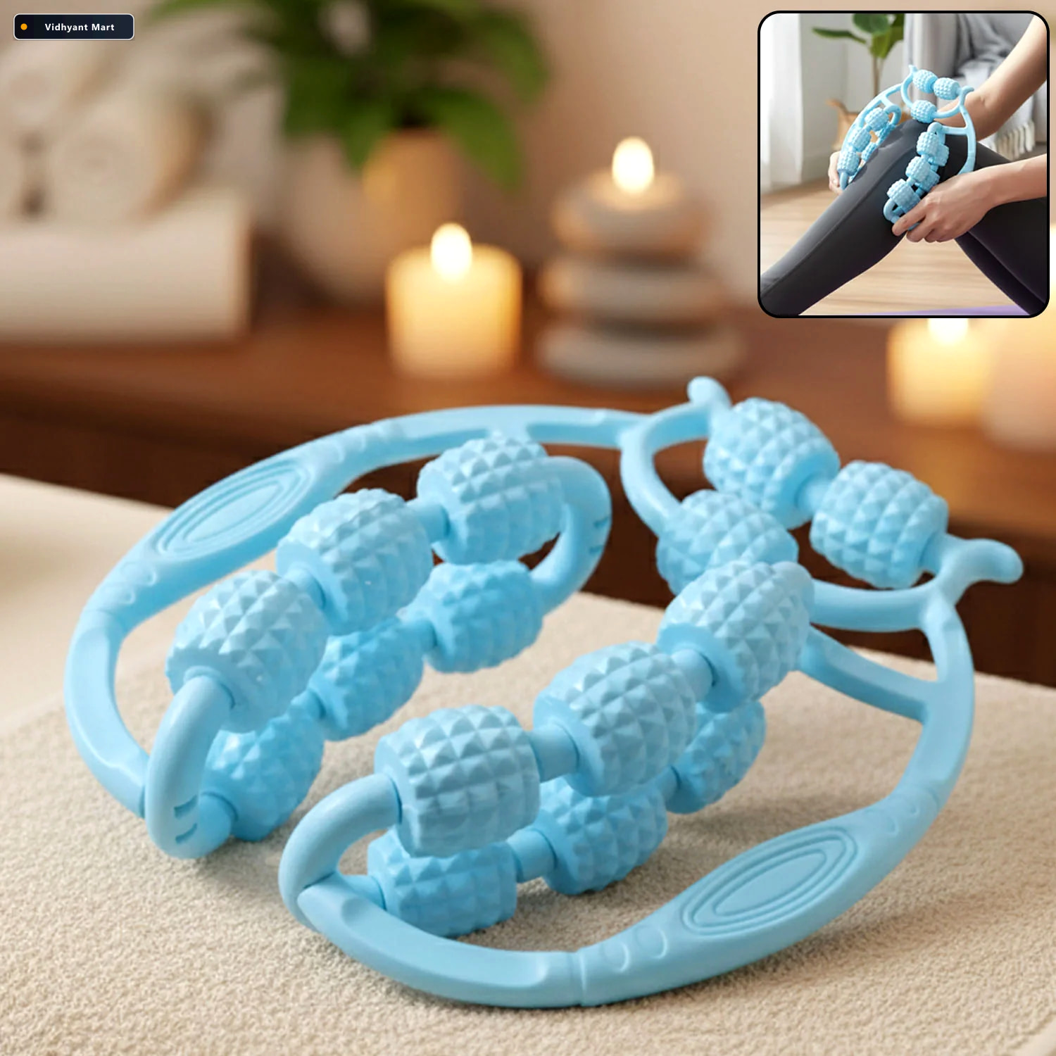 Vidhyant Mart Double Wheel Muscle Massager Deep Tissue Pain Reli 2