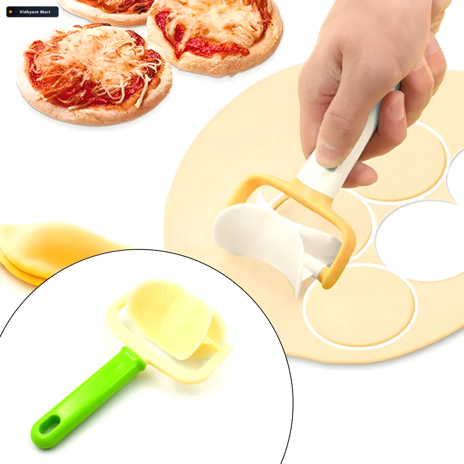 Vidhyant Mart Dough Cutter Roller Multipurpose For Puri Baking Q 2