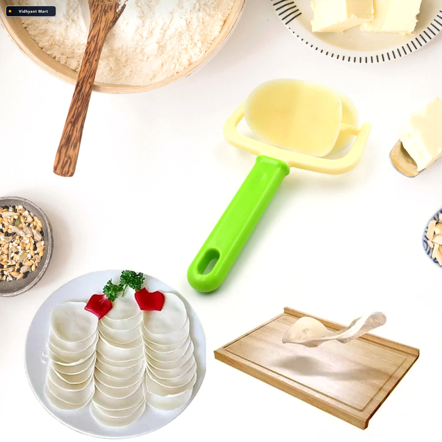 Vidhyant Mart Dough Cutter Roller Multipurpose For Puri Baking Q 3