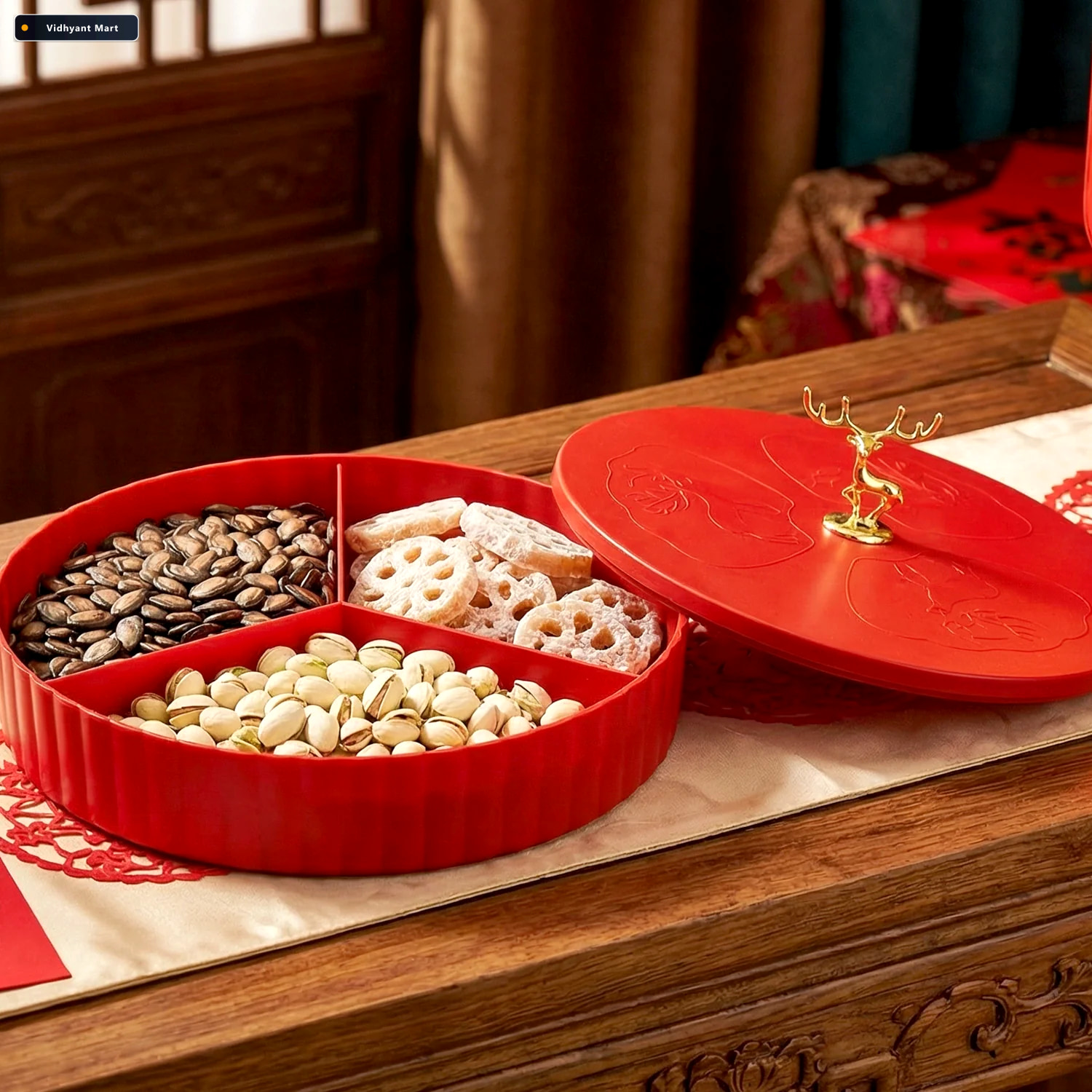 Vidhyant Mart Dry Fruit Serving Tray 2 Layer Multipurpose Snack 2