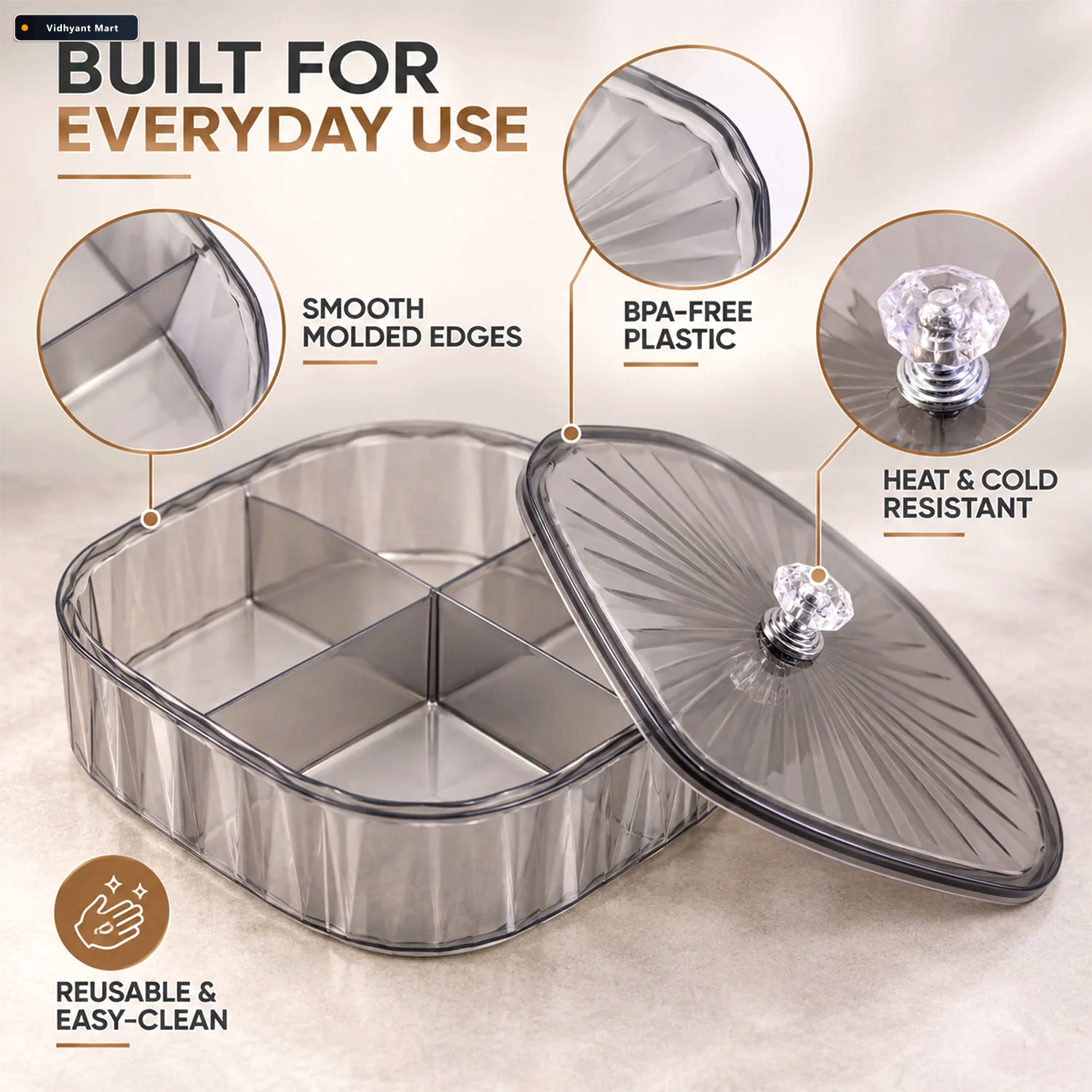 Vidhyant Mart Dry Fruit Storage Box With Lid For Nuts And Snacks 3
