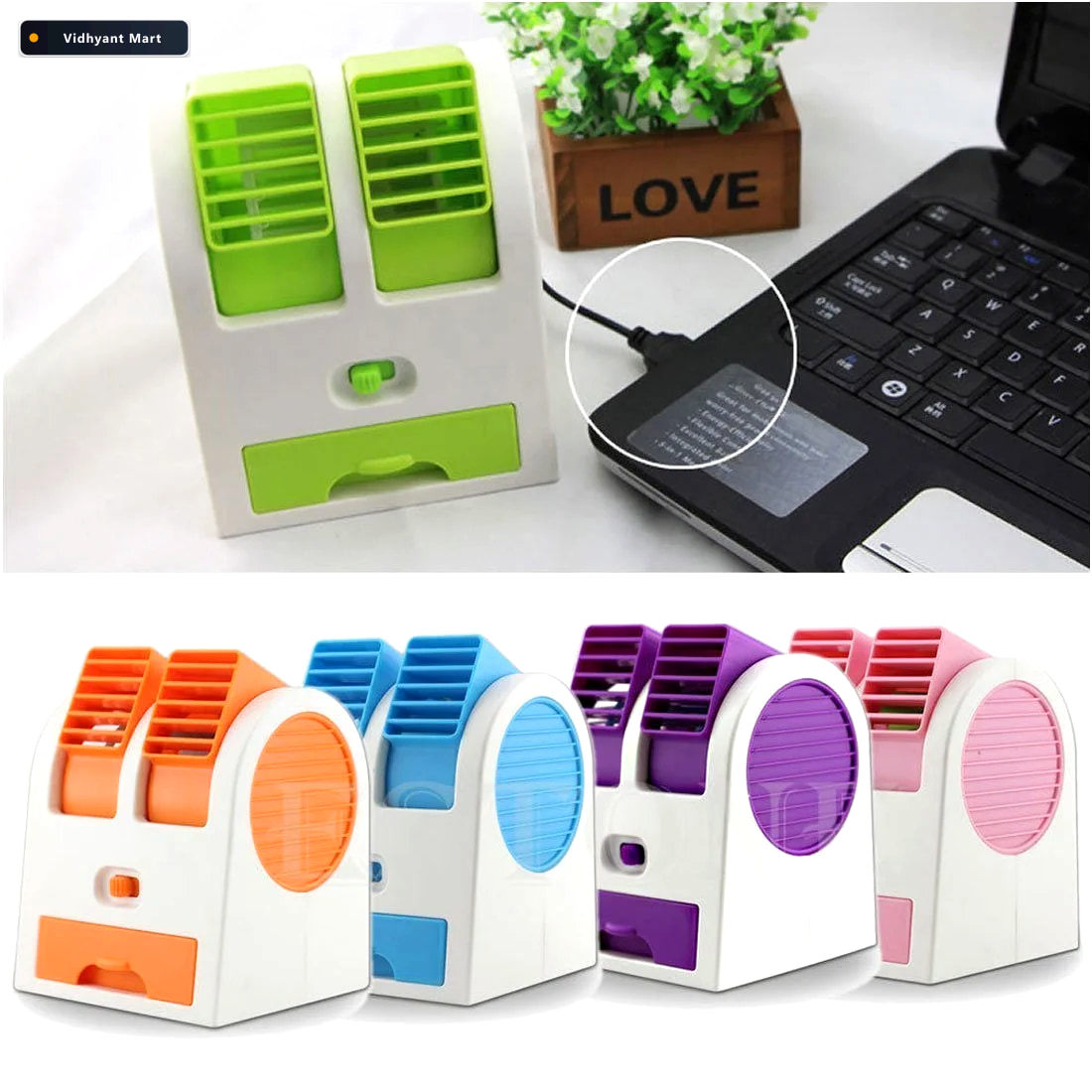 Vidhyant Mart Dual Bladeless Mini Air Conditioner Usb Fragrance 4