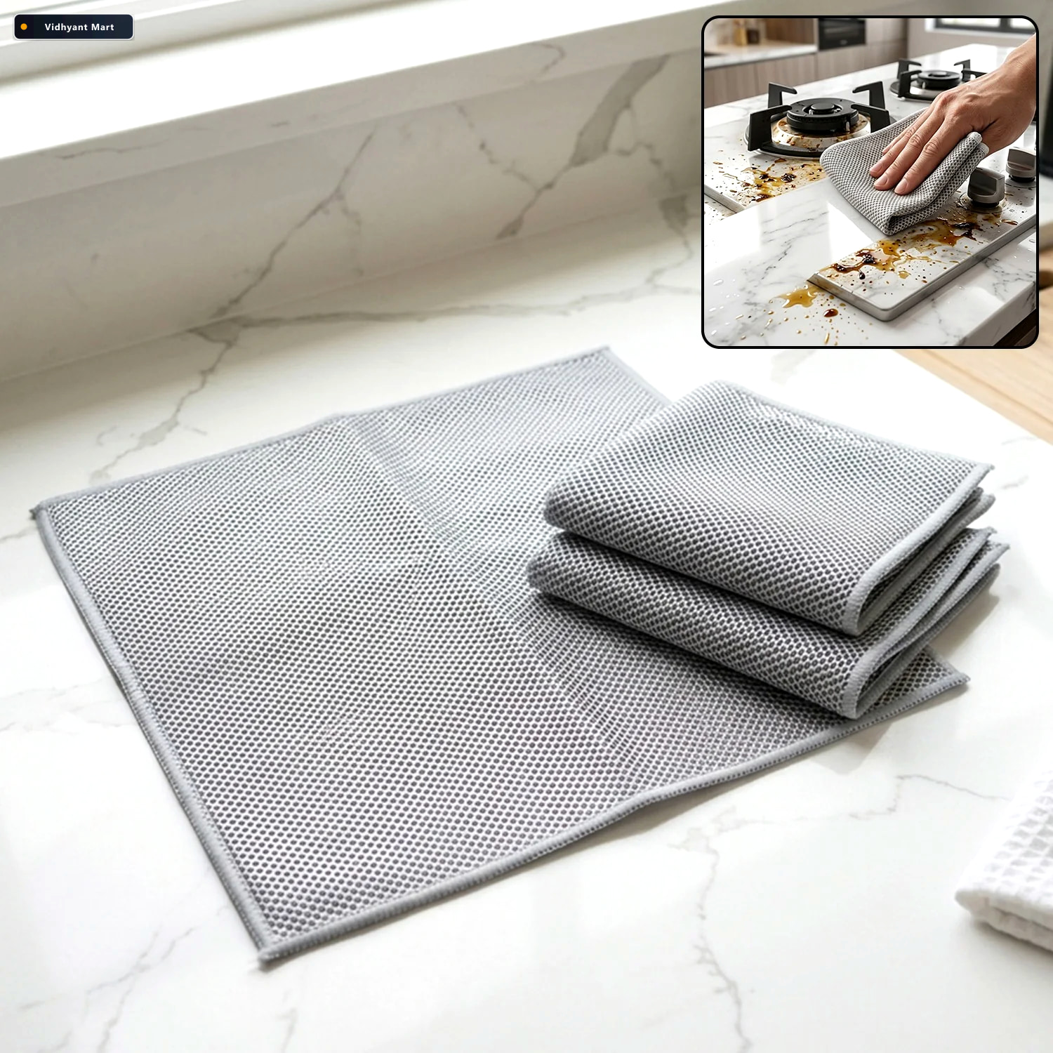Vidhyant Mart Dual Sided Microfiber Cleaning Towel For Kitchen C 1