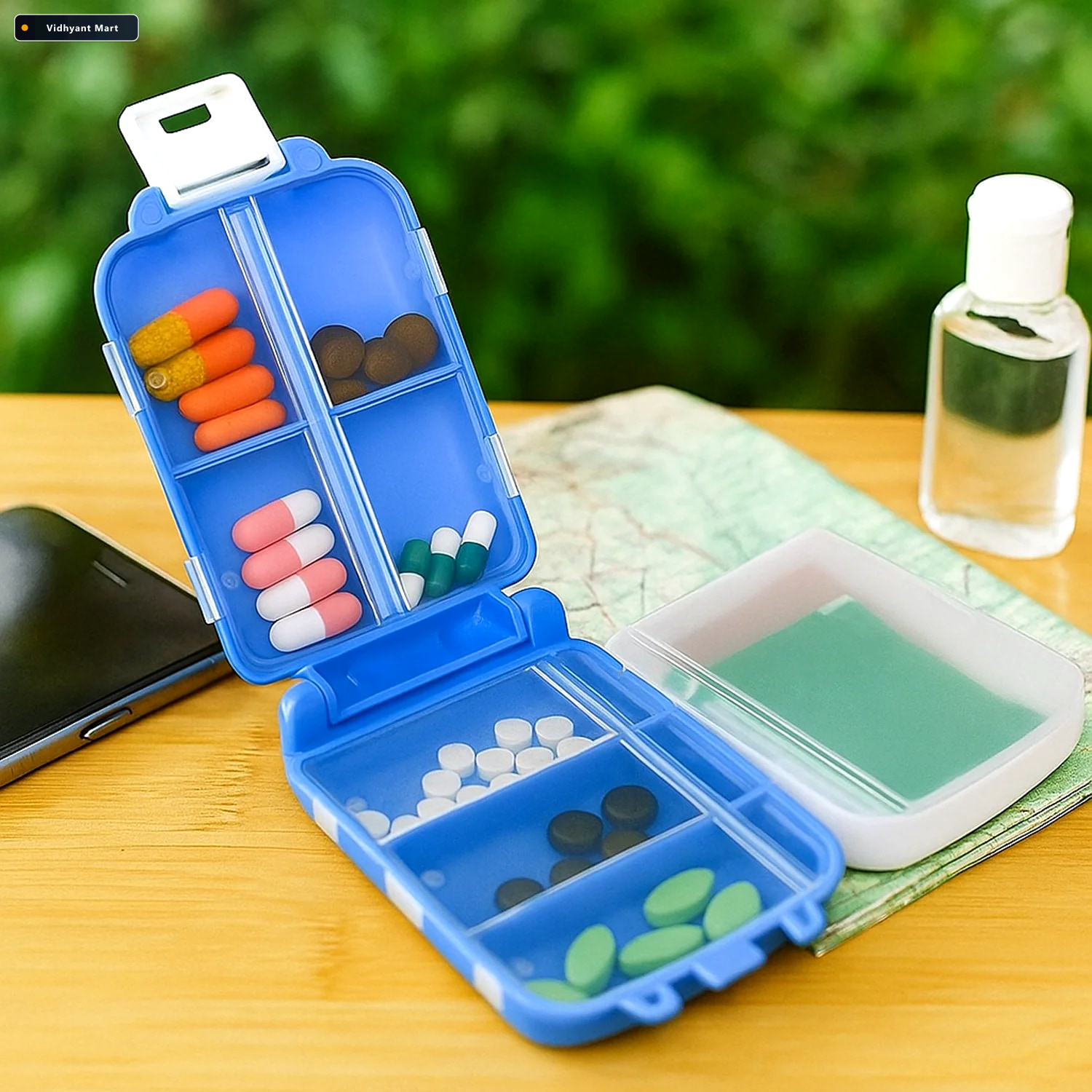 Vidhyant Mart Dual Sided Pill Organizer Box Portable 8 Compartme 2