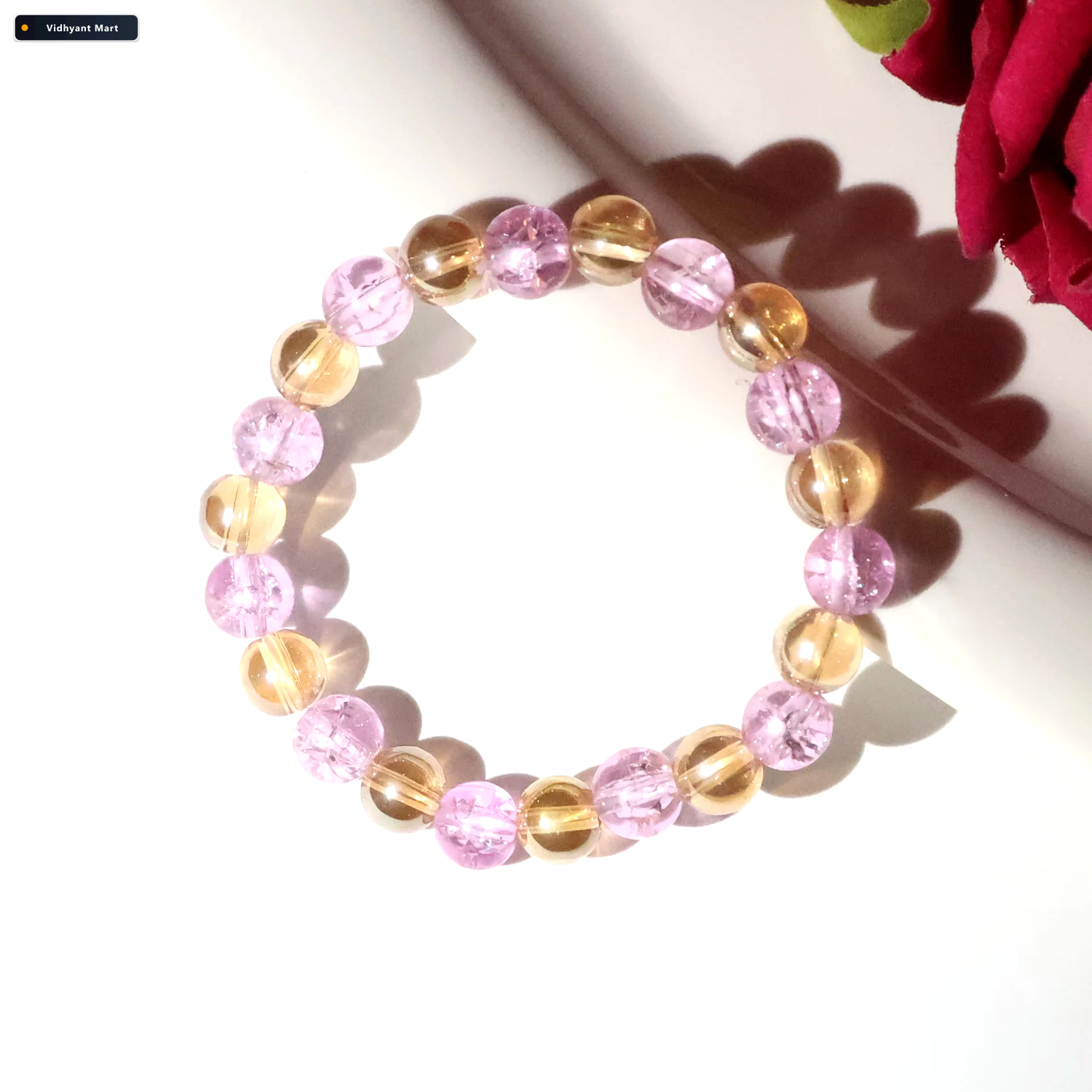 Vidhyant Mart Dual Tone Crystal Beaded Stretch Bracelet Elegant 2