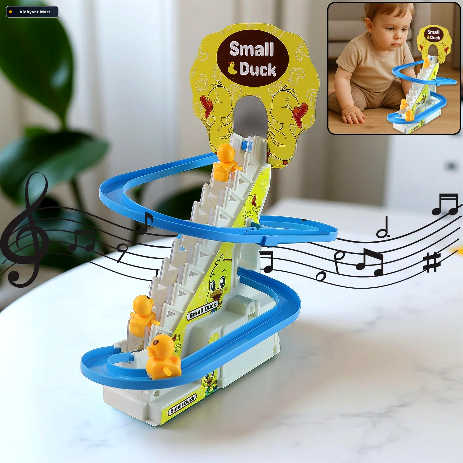 Vidhyant Mart Duck Climb Stairs Toy Interactive Music Light Play 1