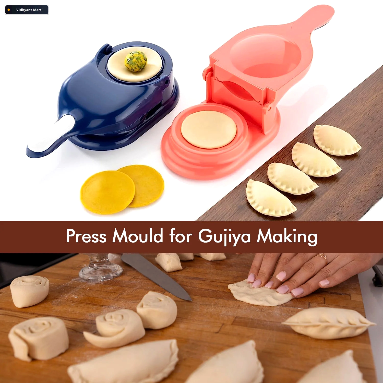 Vidhyant Mart Dumpling Maker 2 In 1 Gujiya Momos Press Puri Pres 4