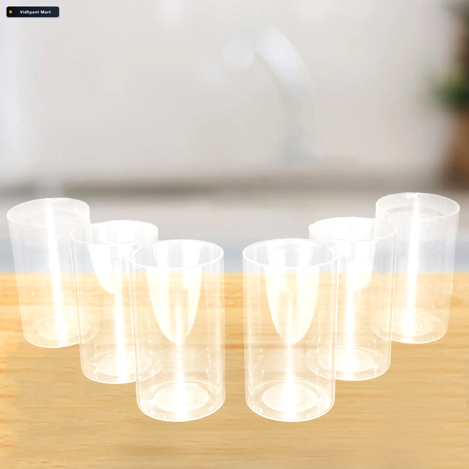 Vidhyant Mart Durable Plastic Glass Set 6 Lightweight Unbreakabl 2
