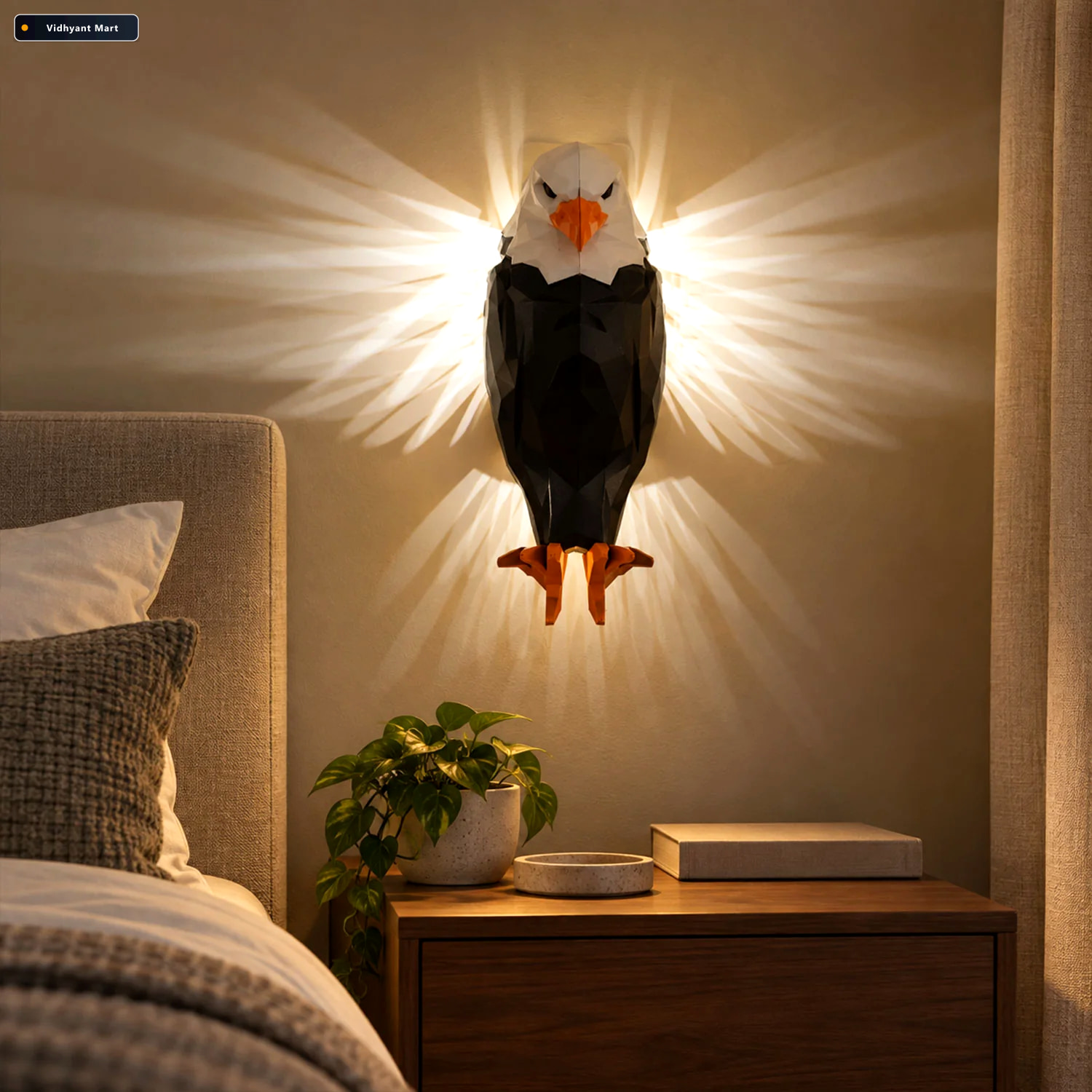 Vidhyant Mart Eagle Shaped Led Ambient Wall Light With Remote An 2