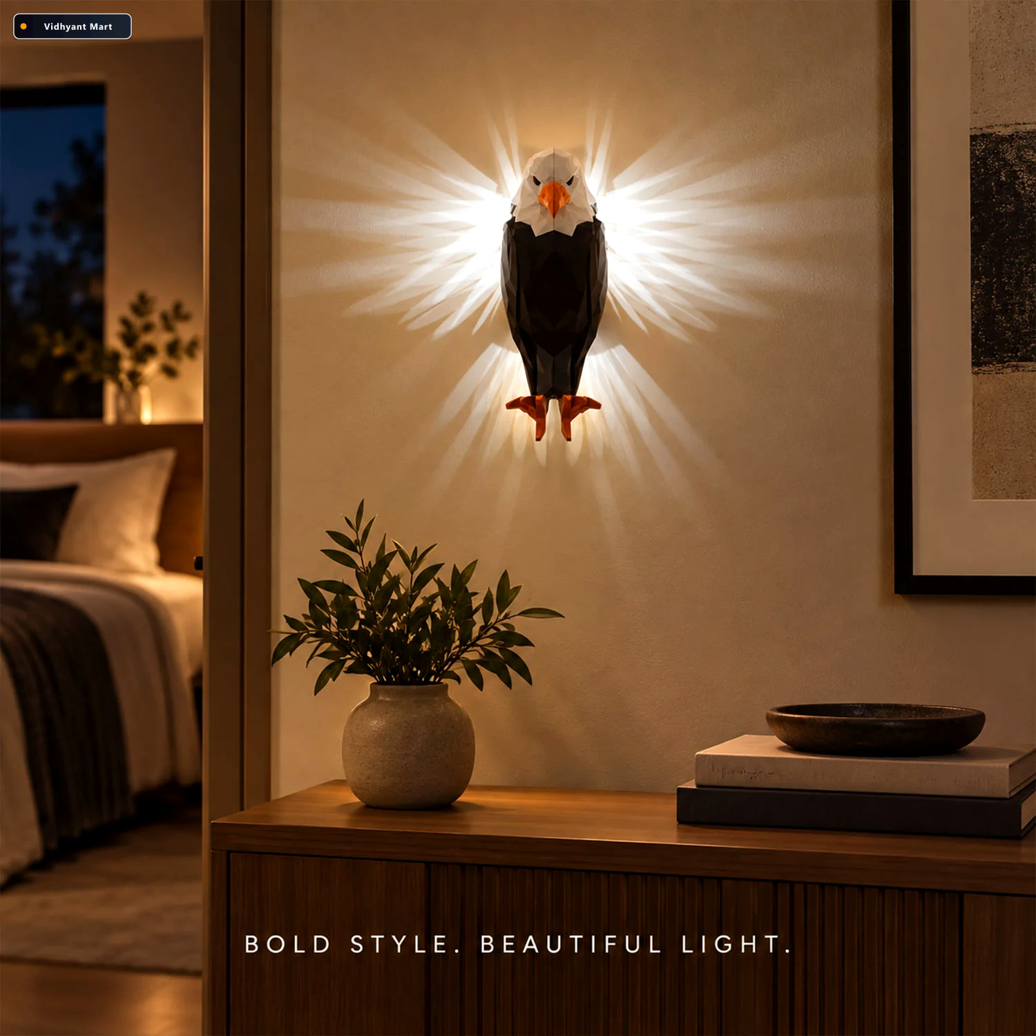 Vidhyant Mart Eagle Shaped Led Ambient Wall Light With Remote An 3