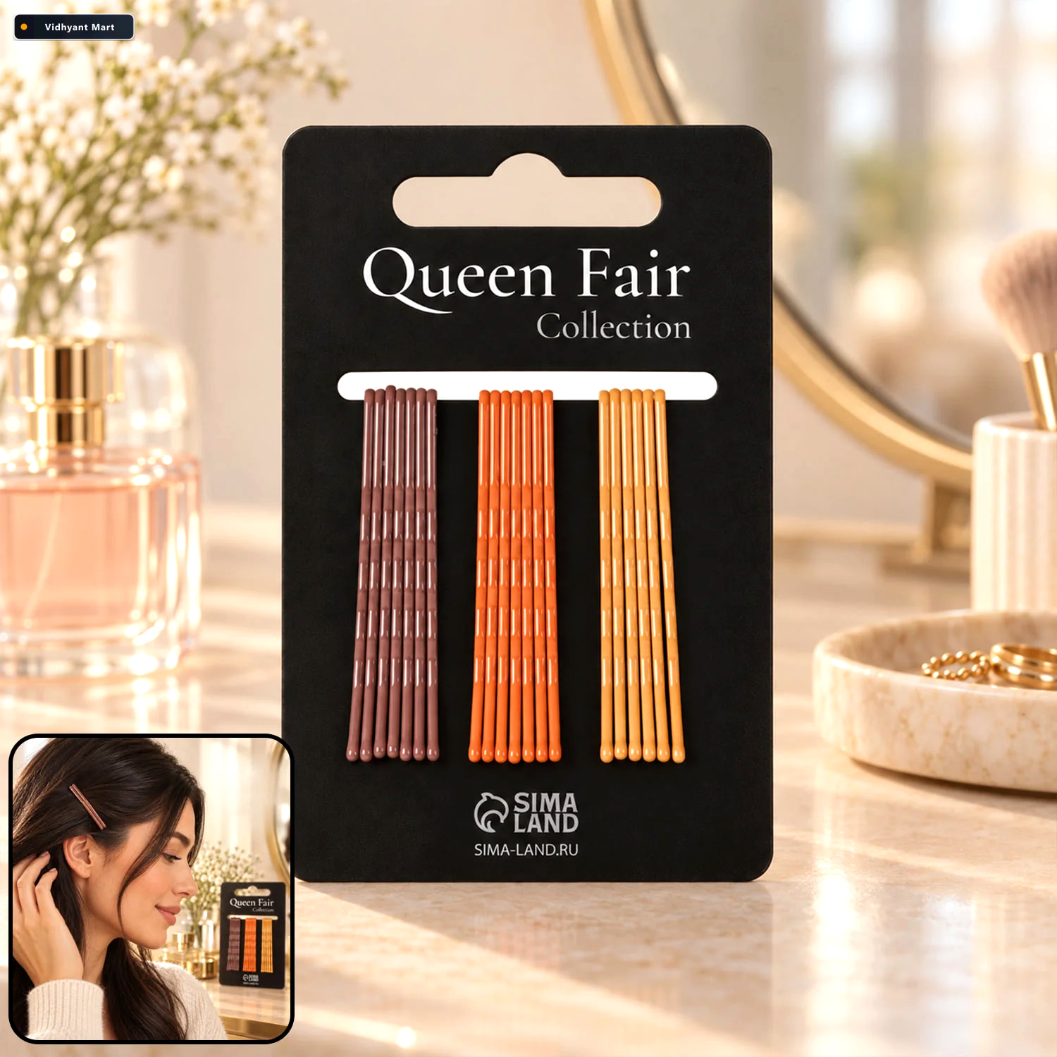 Vidhyant Mart Earth Tone Metal Bobby Pins Set In Brown Orange An 1