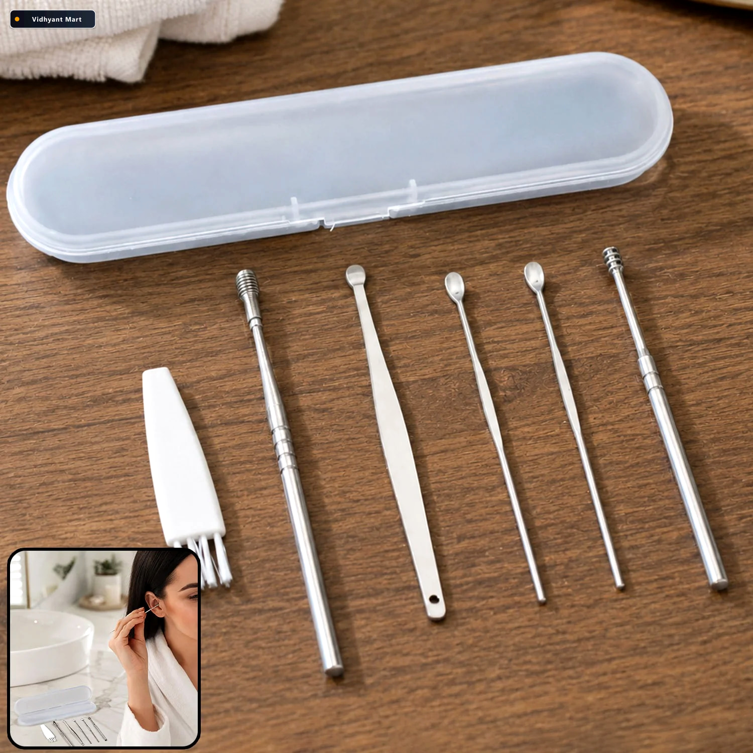 Vidhyant Mart Earwax Removal Kit 6 Piece Stainless Steel Set Xce 1