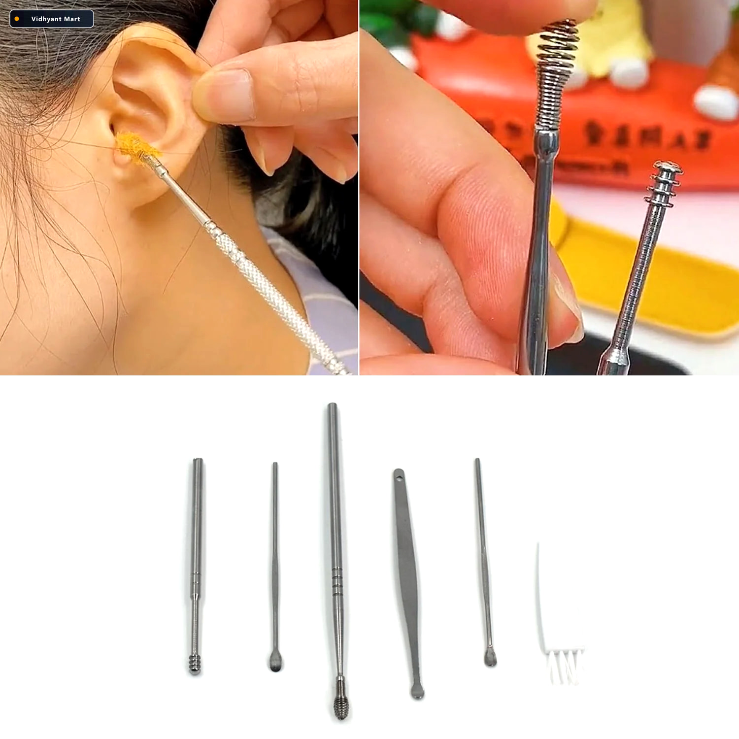 Vidhyant Mart Earwax Removal Kit 6 Piece Stainless Steel Set Xce 3