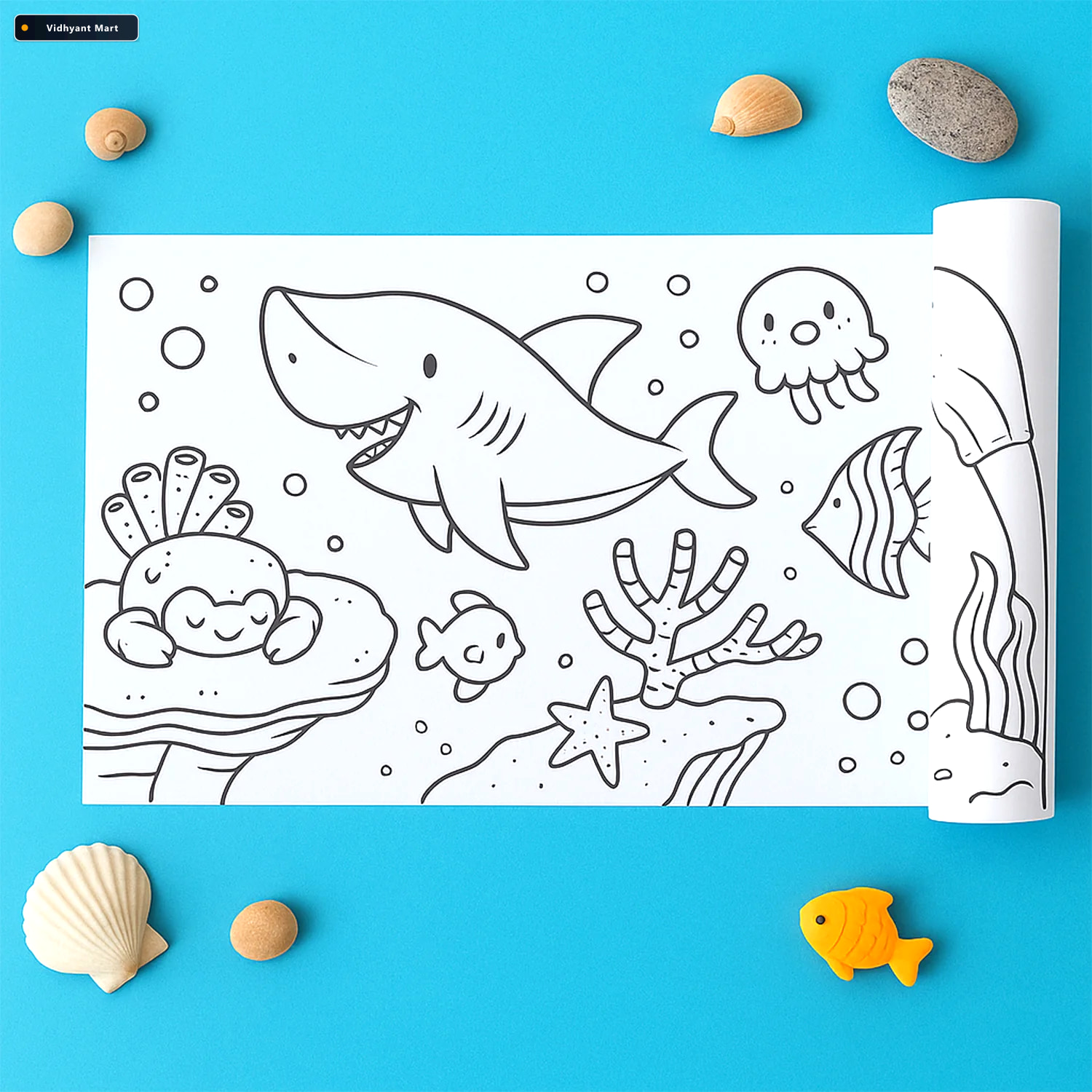 Vidhyant Mart Educational Coloring Roll Giant Ocean Themed Art P 2