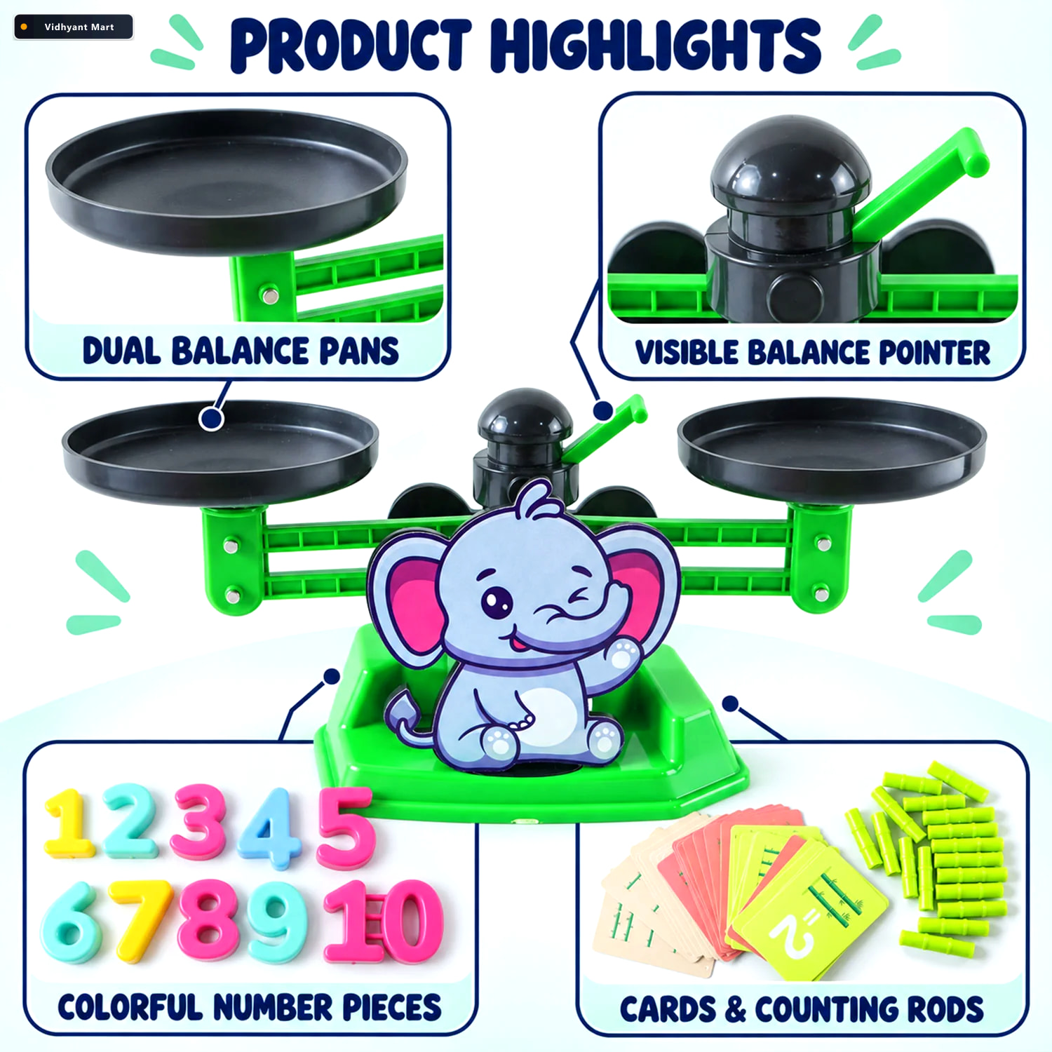 Vidhyant Mart Educational Math Balancing Game With Elephant Scal 2