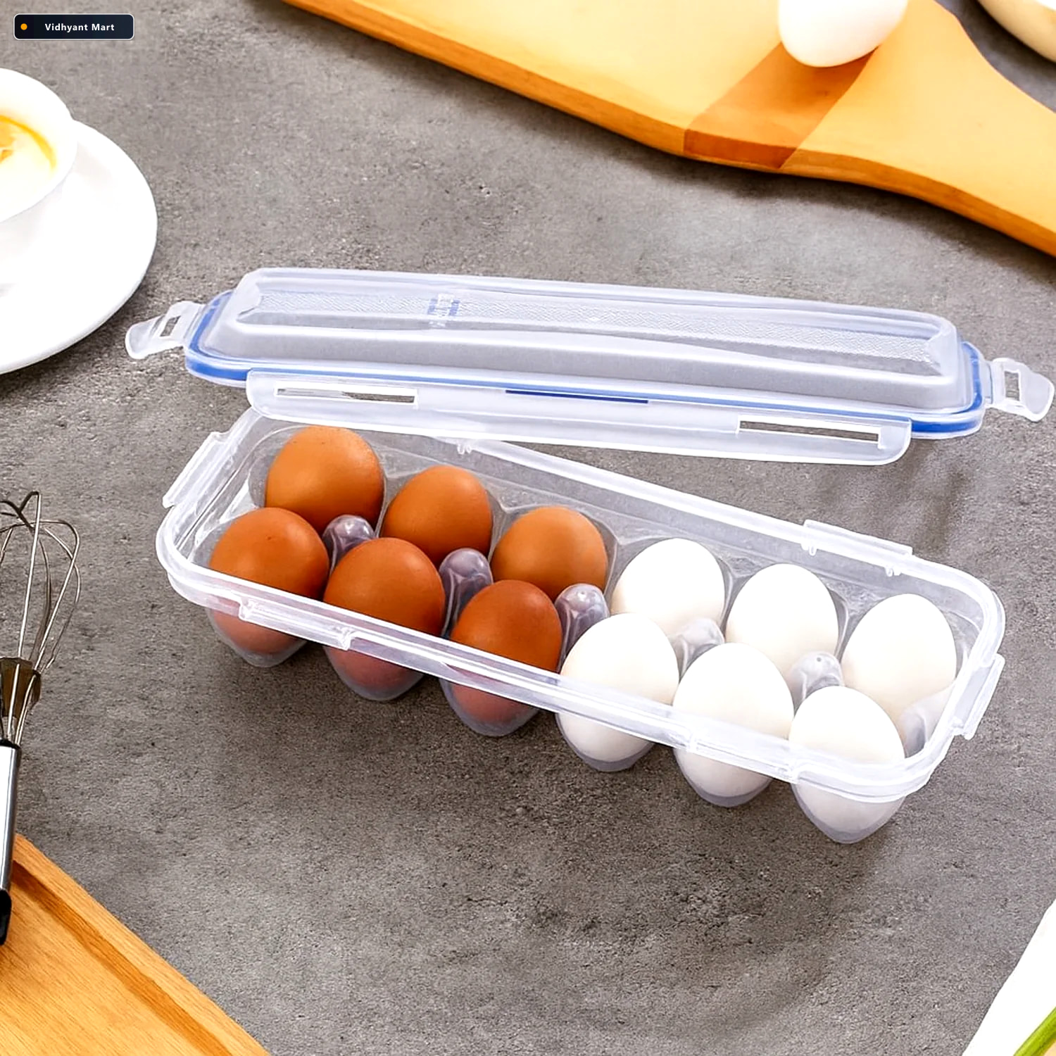 Vidhyant Mart Egg Storage Box 12 Grid Airtight Refrigerator Orga 1