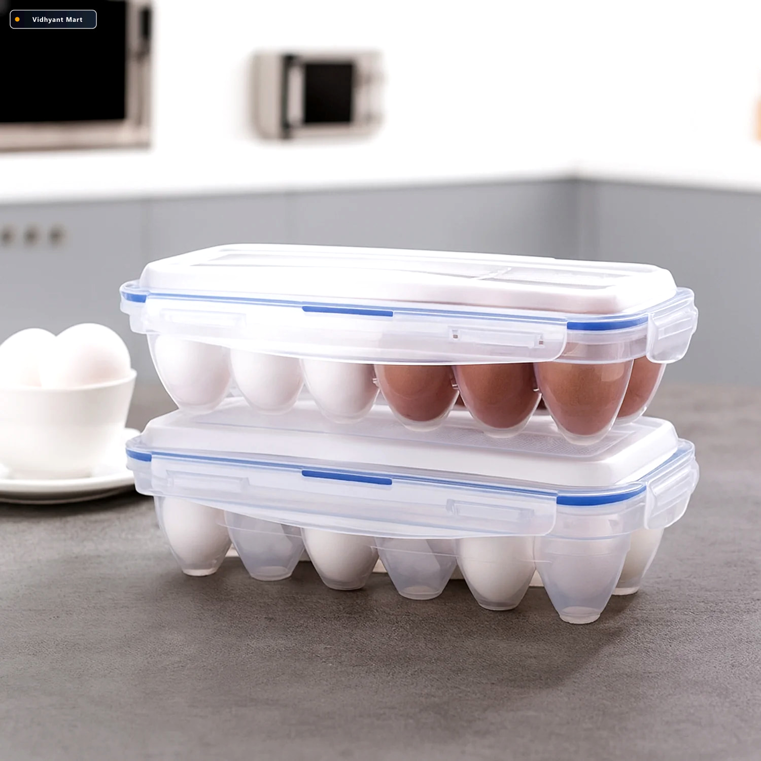 Vidhyant Mart Egg Storage Box 12 Grid Airtight Refrigerator Orga 2