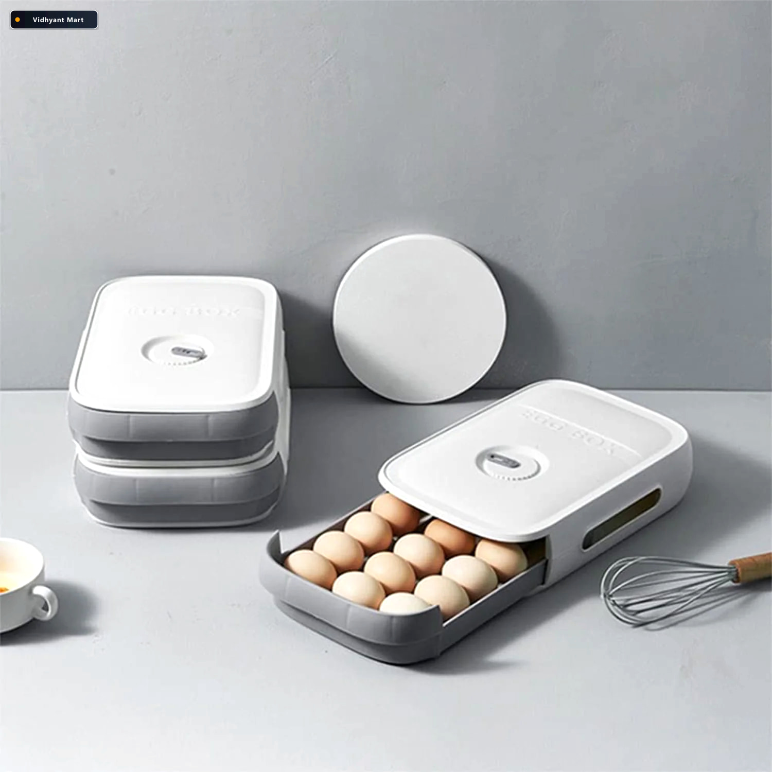Vidhyant Mart Egg Storage Box Drawer Style Fridge Organizer For 1