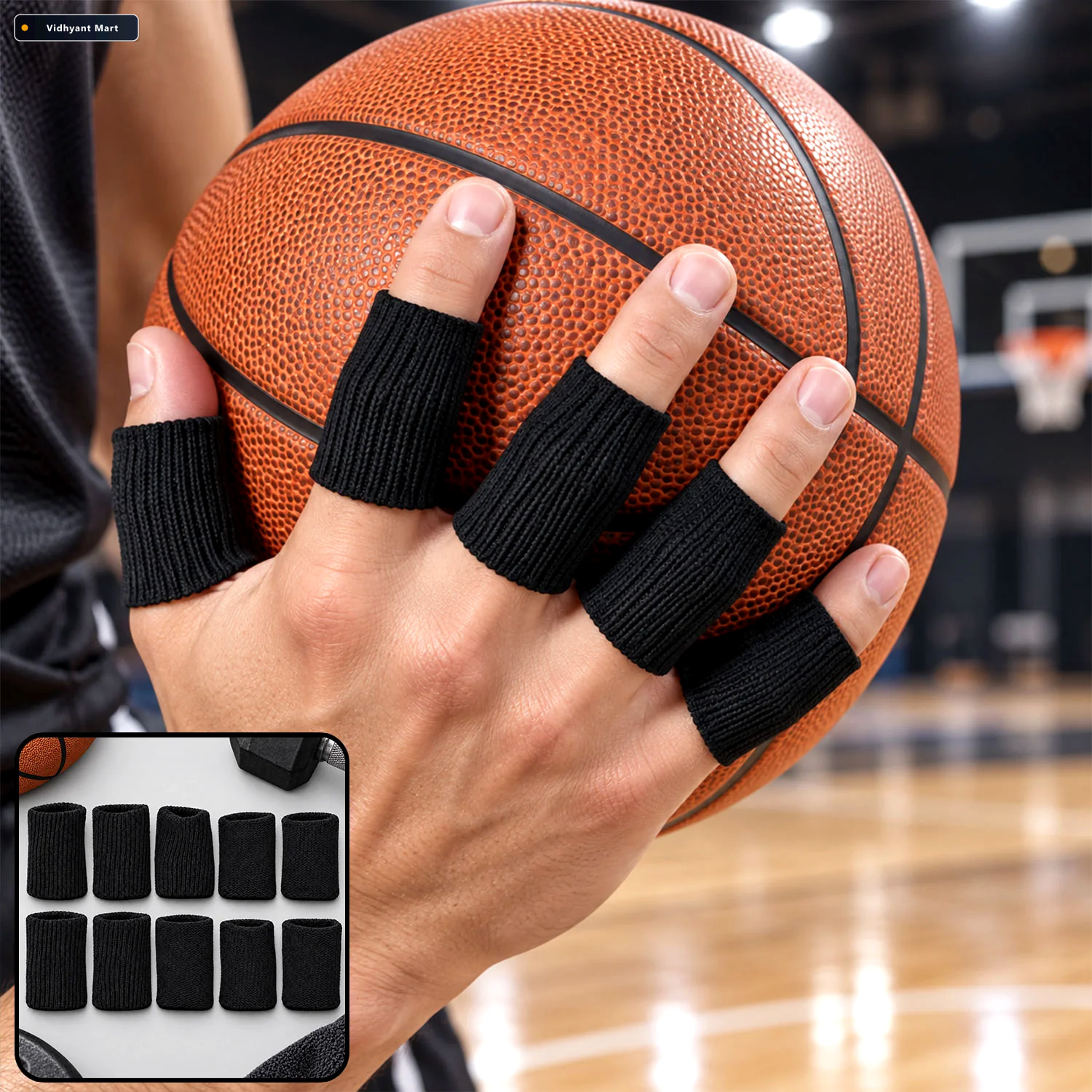 Vidhyant Mart Elastic Finger Support Sleeves With Stretchable Kn 1