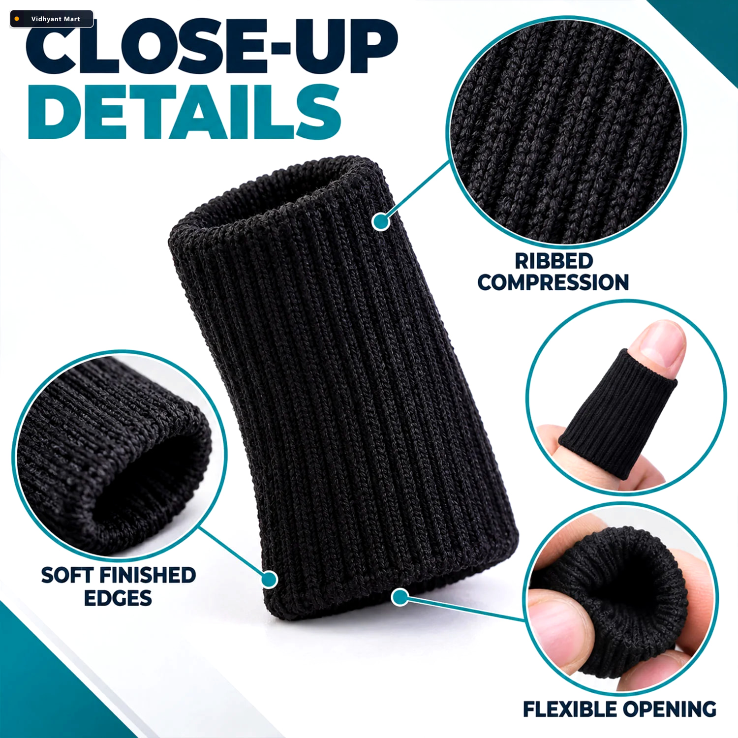 Vidhyant Mart Elastic Finger Support Sleeves With Stretchable Kn 2