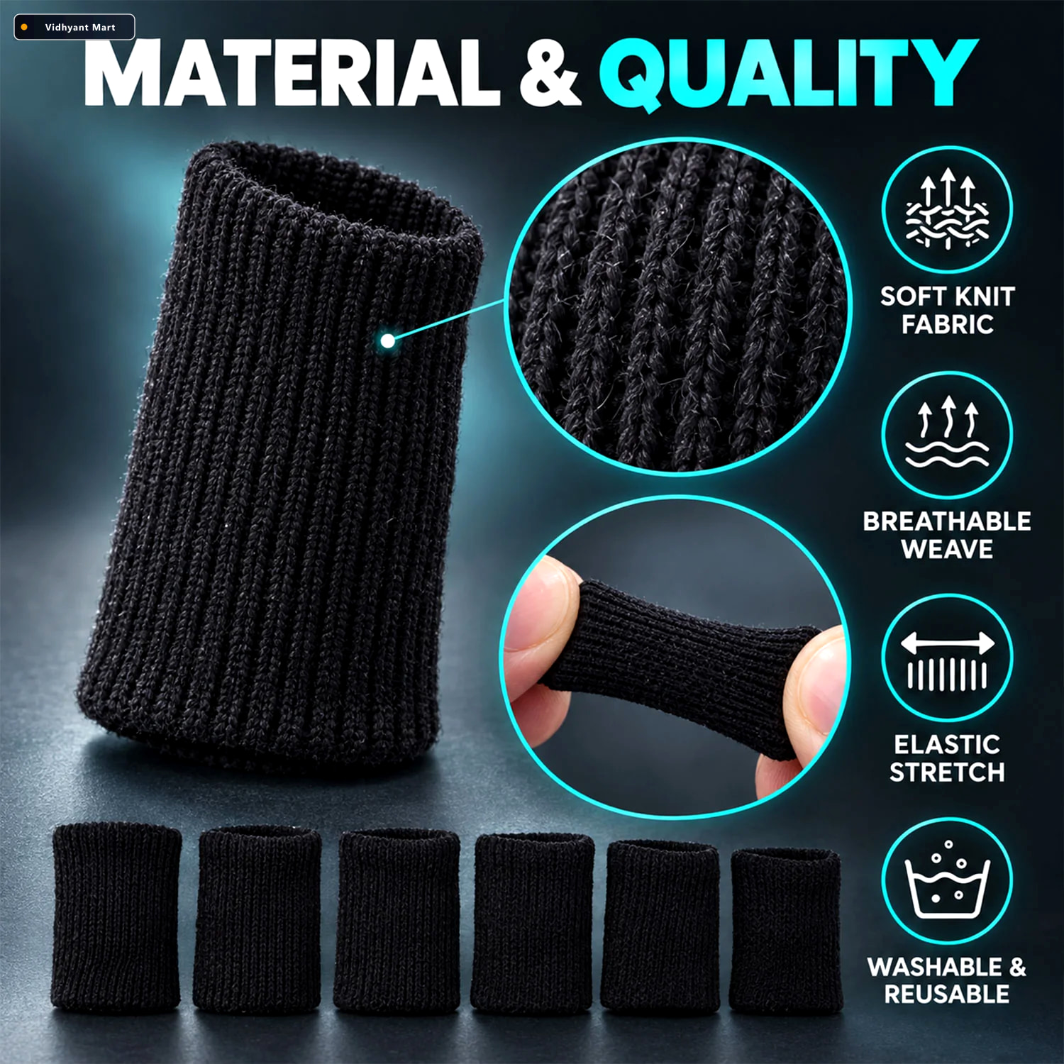 Vidhyant Mart Elastic Finger Support Sleeves With Stretchable Kn 3