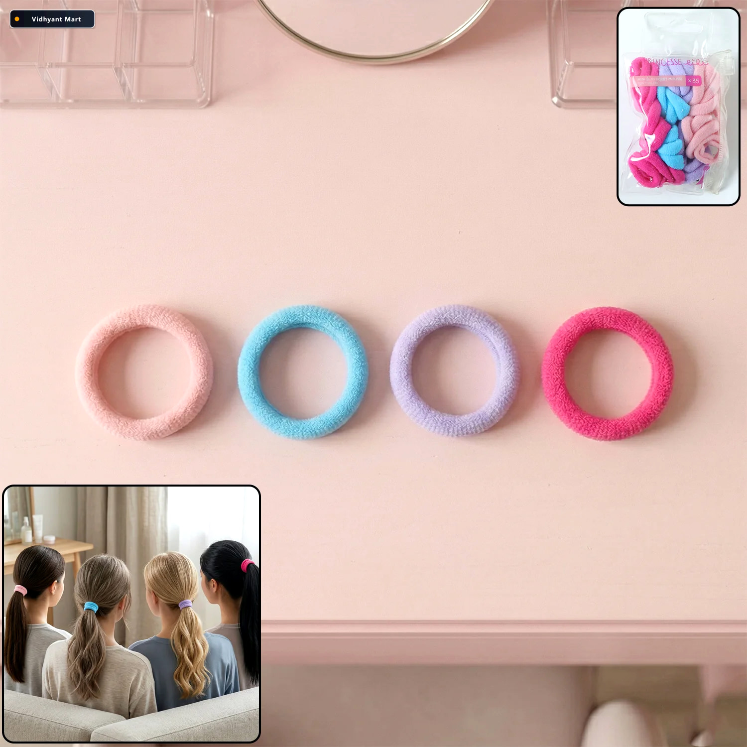 Vidhyant Mart Elastic Hair Ties Gentle Durable Convenient For Ki 3