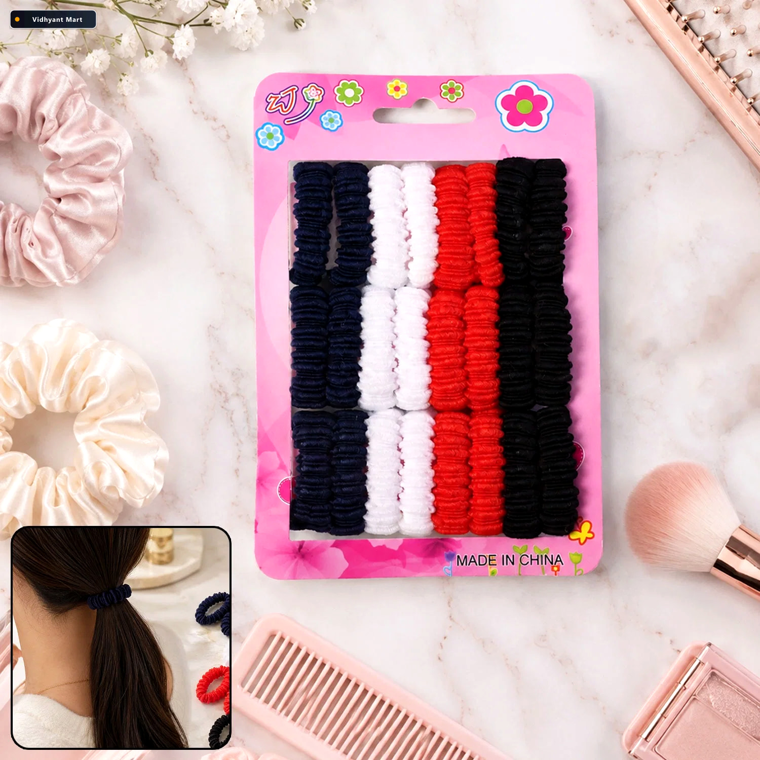 Vidhyant Mart Elastic Hairband Set Gentle Grip Vibrant Colors Fo 1