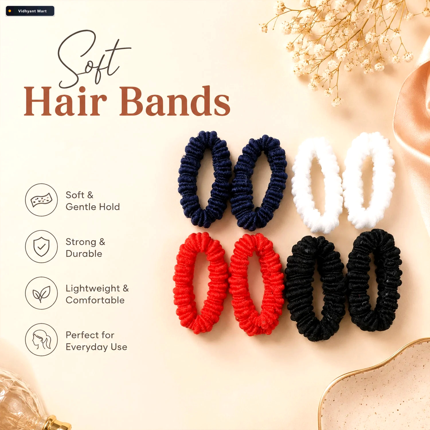 Vidhyant Mart Elastic Hairband Set Gentle Grip Vibrant Colors Fo 2