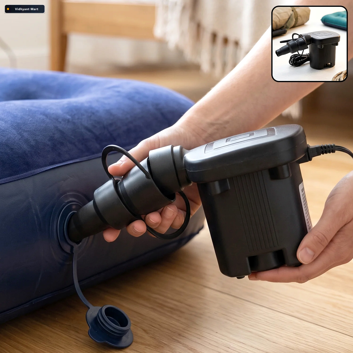 Vidhyant Mart Electric Air Pump With 3 Nozzles For Inflatable Ma 1