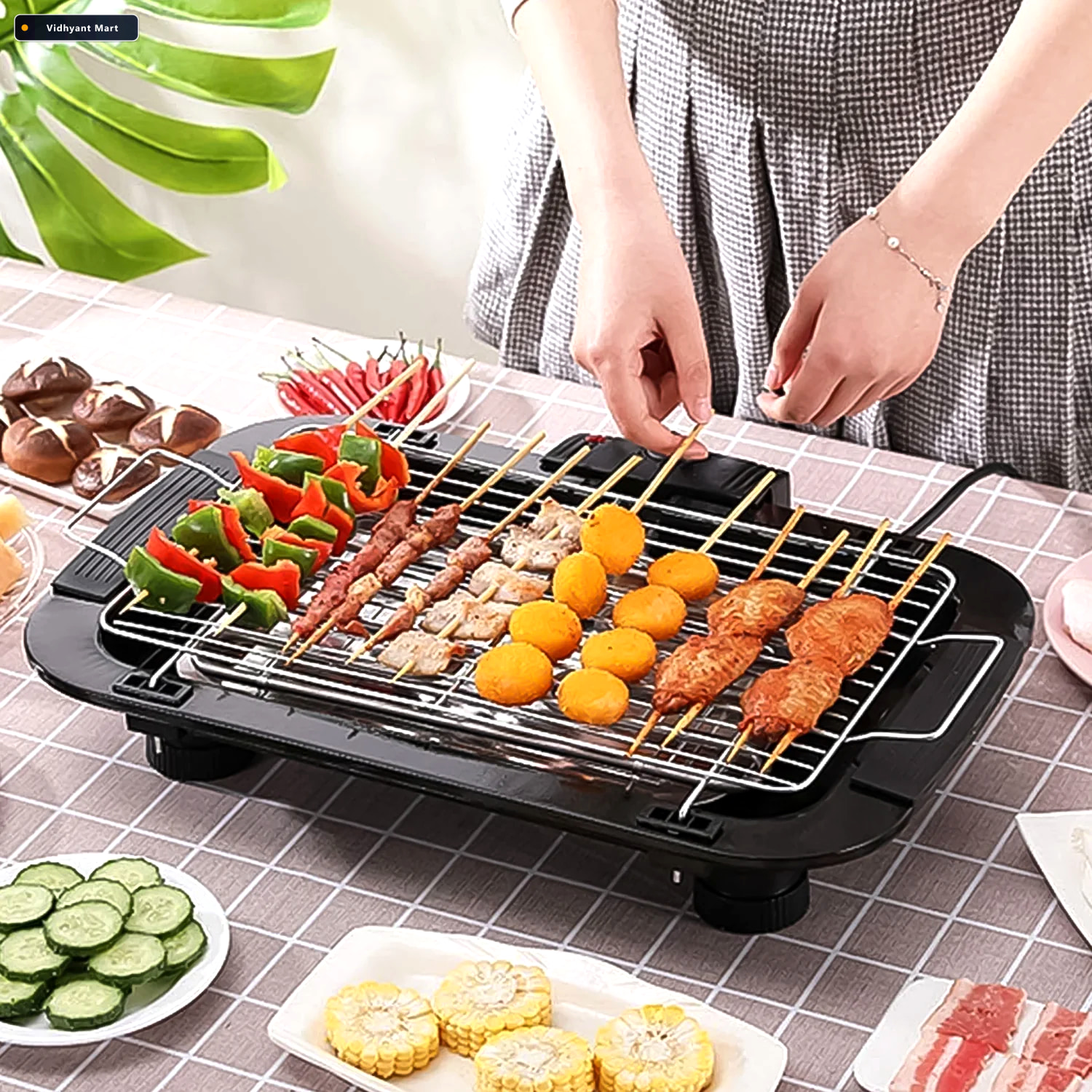 Vidhyant Mart Electric Barbecue Grill 2000w Indoor Outdoor Bbq C 2