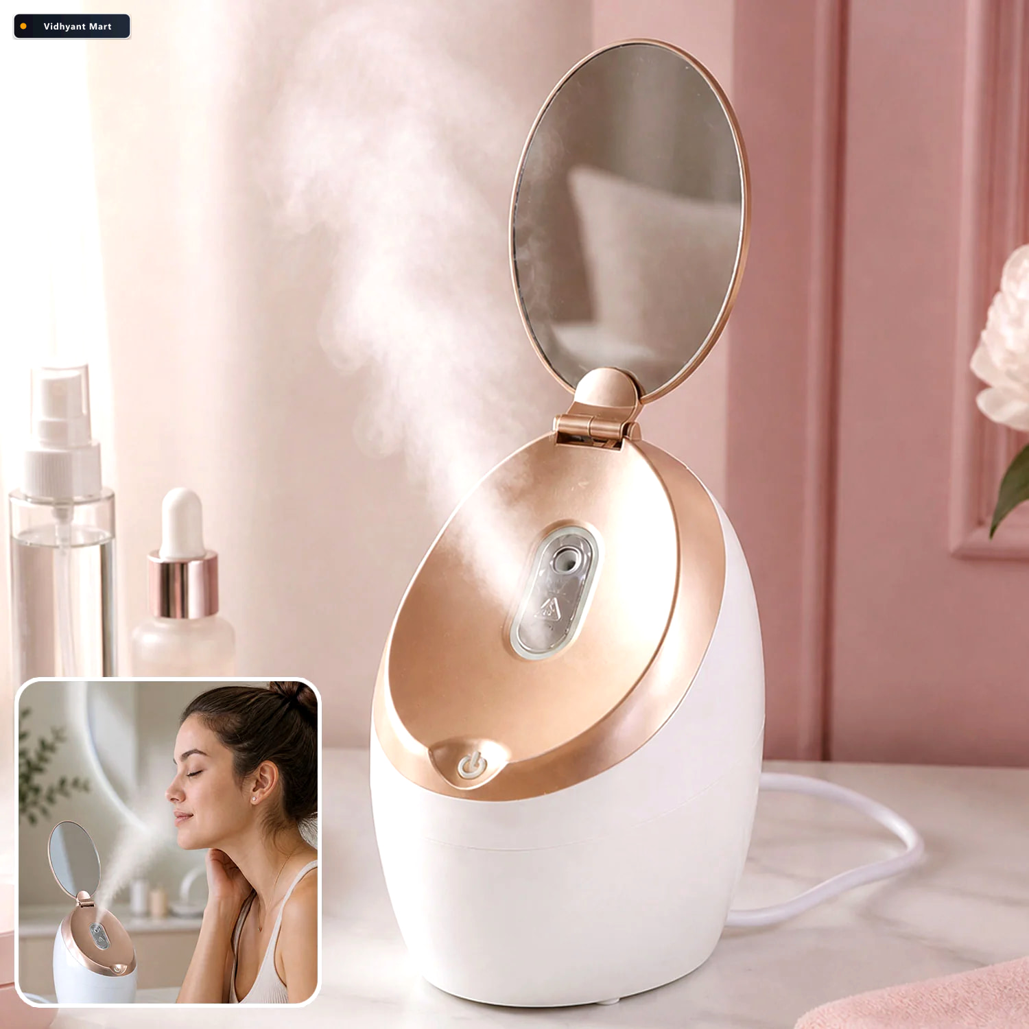 Vidhyant Mart Electric Facial Steamer With Mirror For Deep Clean 1