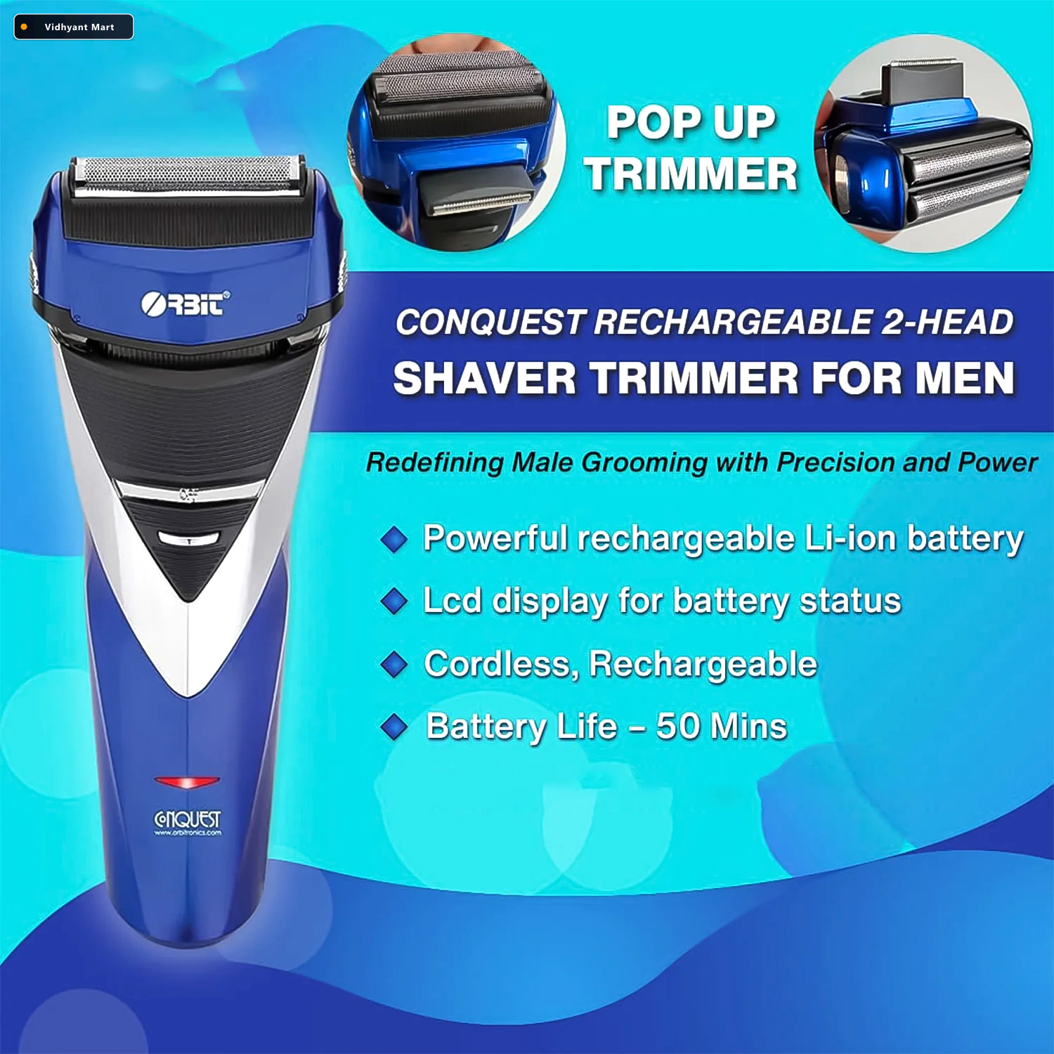 Vidhyant Mart Electric Foil Shaver Rechargeable Dual Head For Sm 2
