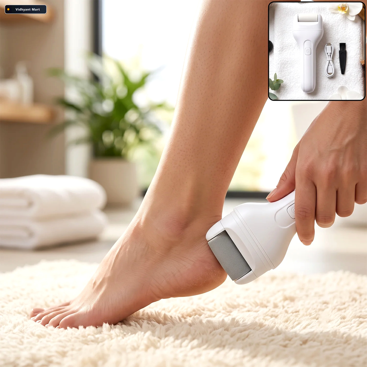 Vidhyant Mart Electric Foot File Rechargeable Callus Remover Aur 1