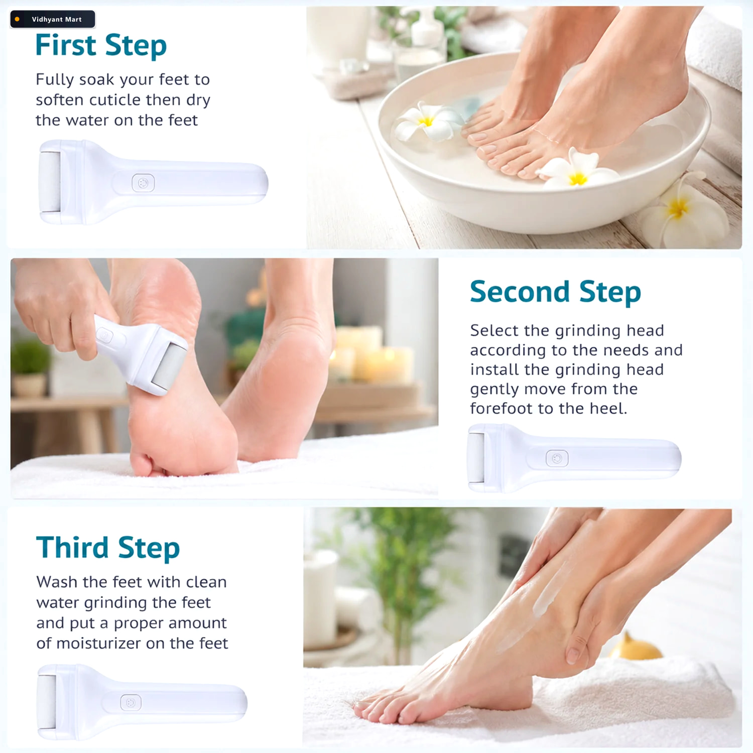 Vidhyant Mart Electric Foot File Rechargeable Callus Remover Aur 2