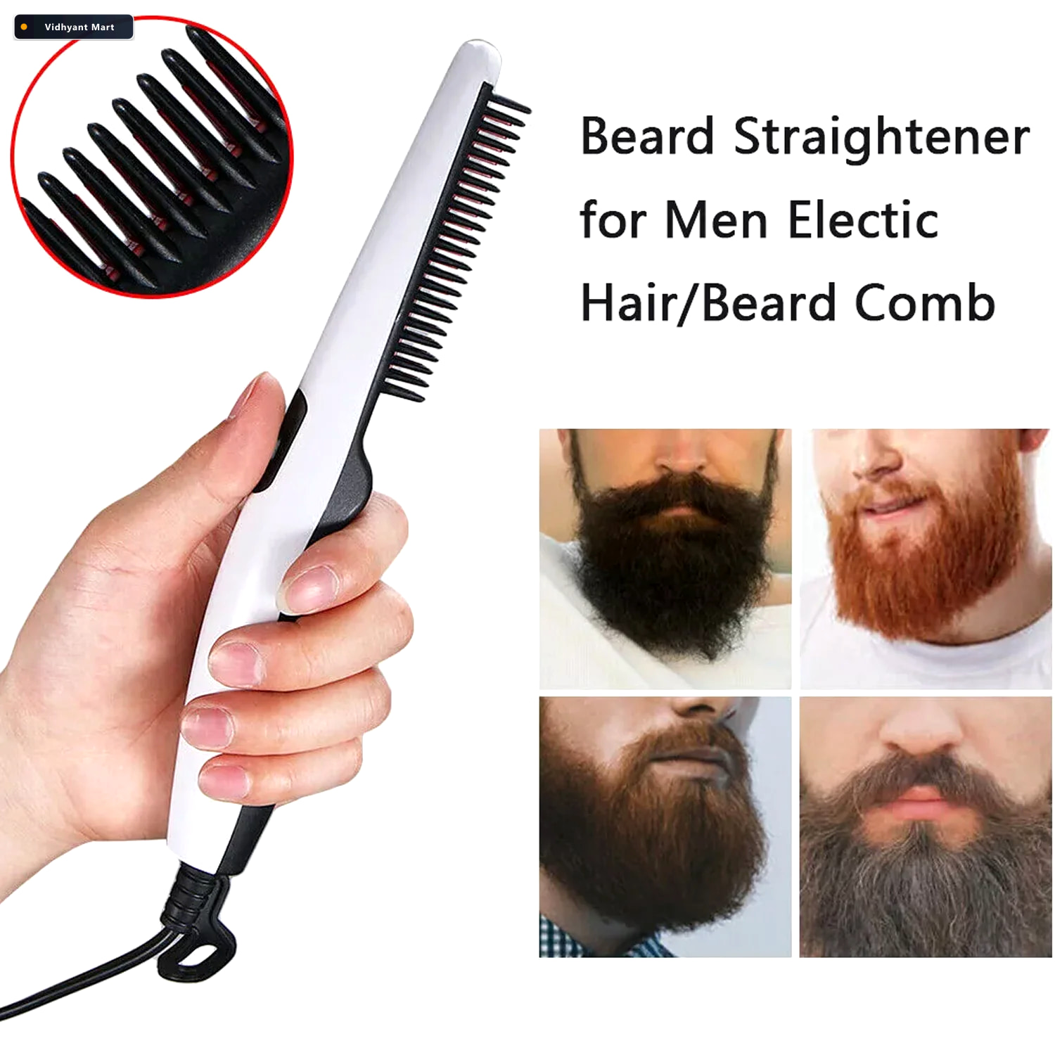 Vidhyant Mart Electric Hair Straightening Comb Portable Safe Sty 3