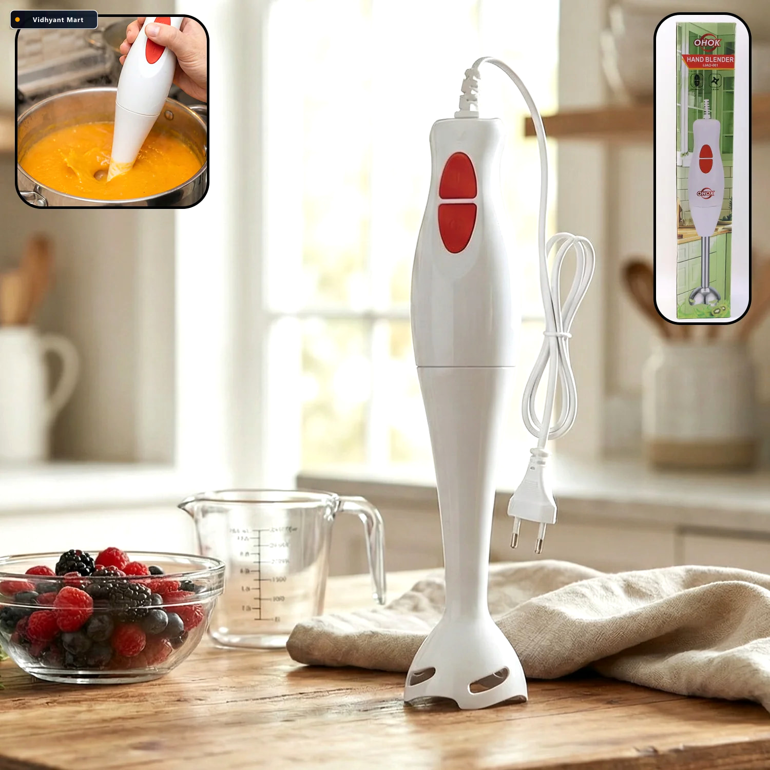 Vidhyant Mart Electric Hand Blender Stick Stainless Steel Blades 1