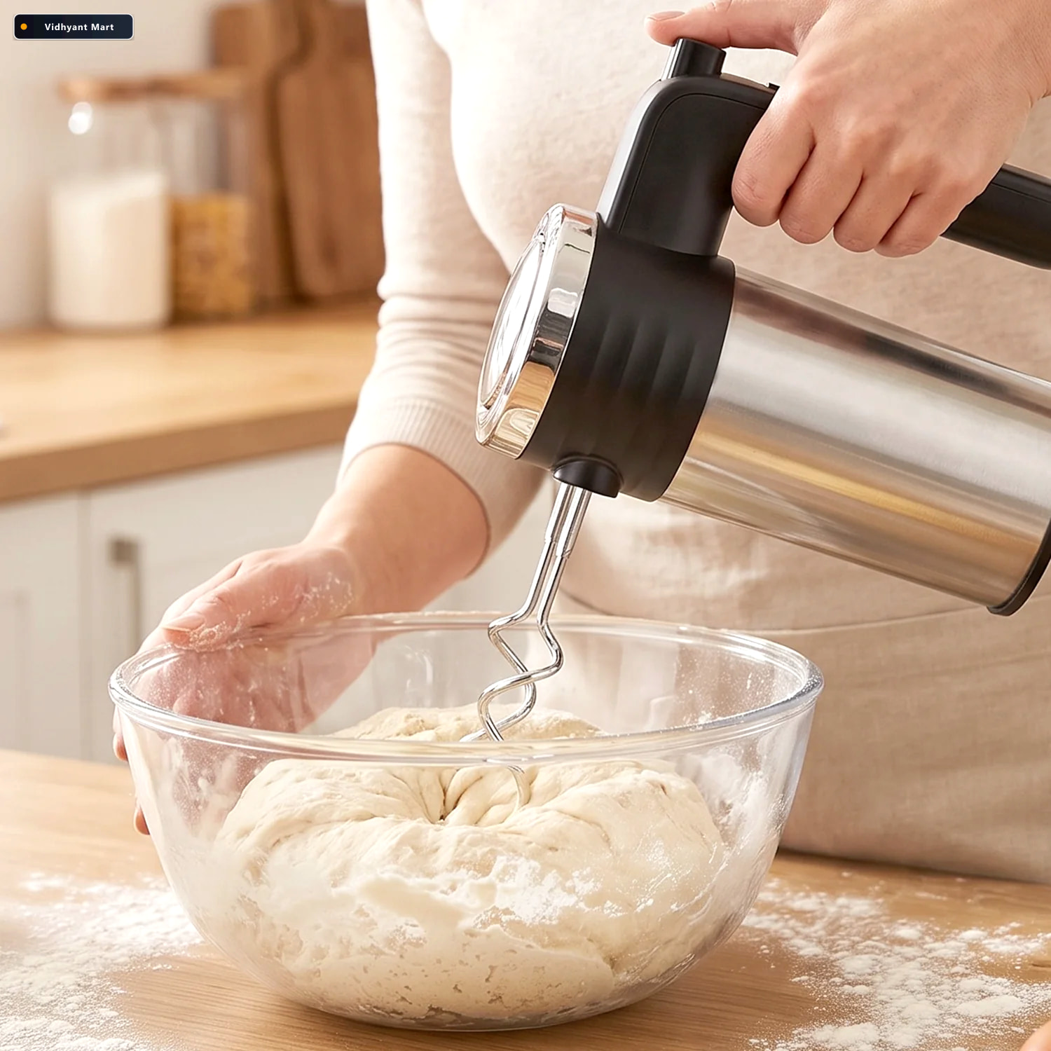 Vidhyant Mart Electric Hand Mixer 500w With Beaters Dough Hooks 2
