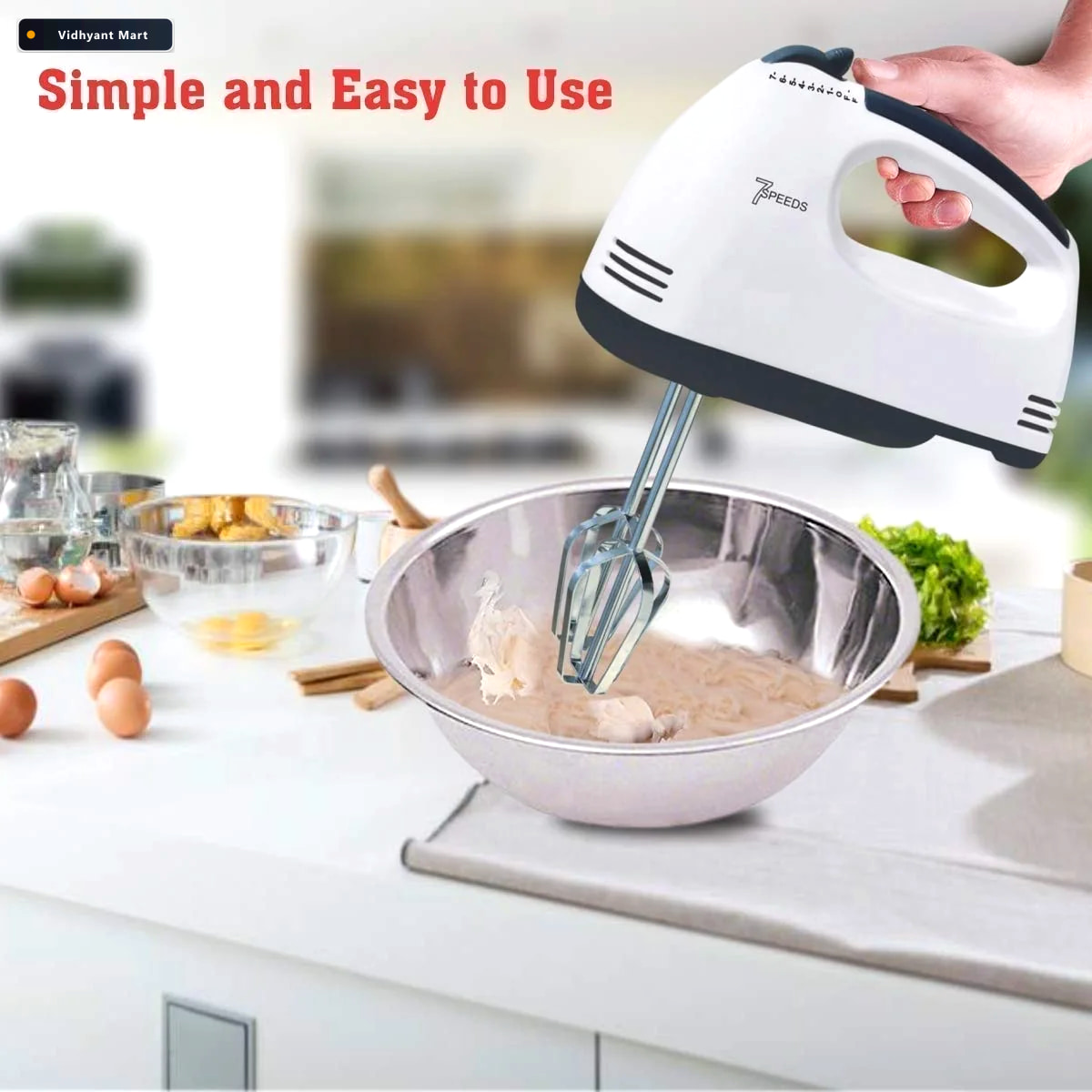 Vidhyant Mart Electric Hand Mixer 7 Speed With Attachments Xcelc 3