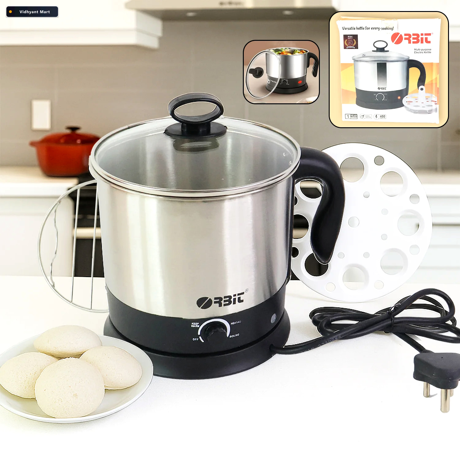 Vidhyant Mart Electric Idli Cooker 650w Stainless Steel Steamer 1