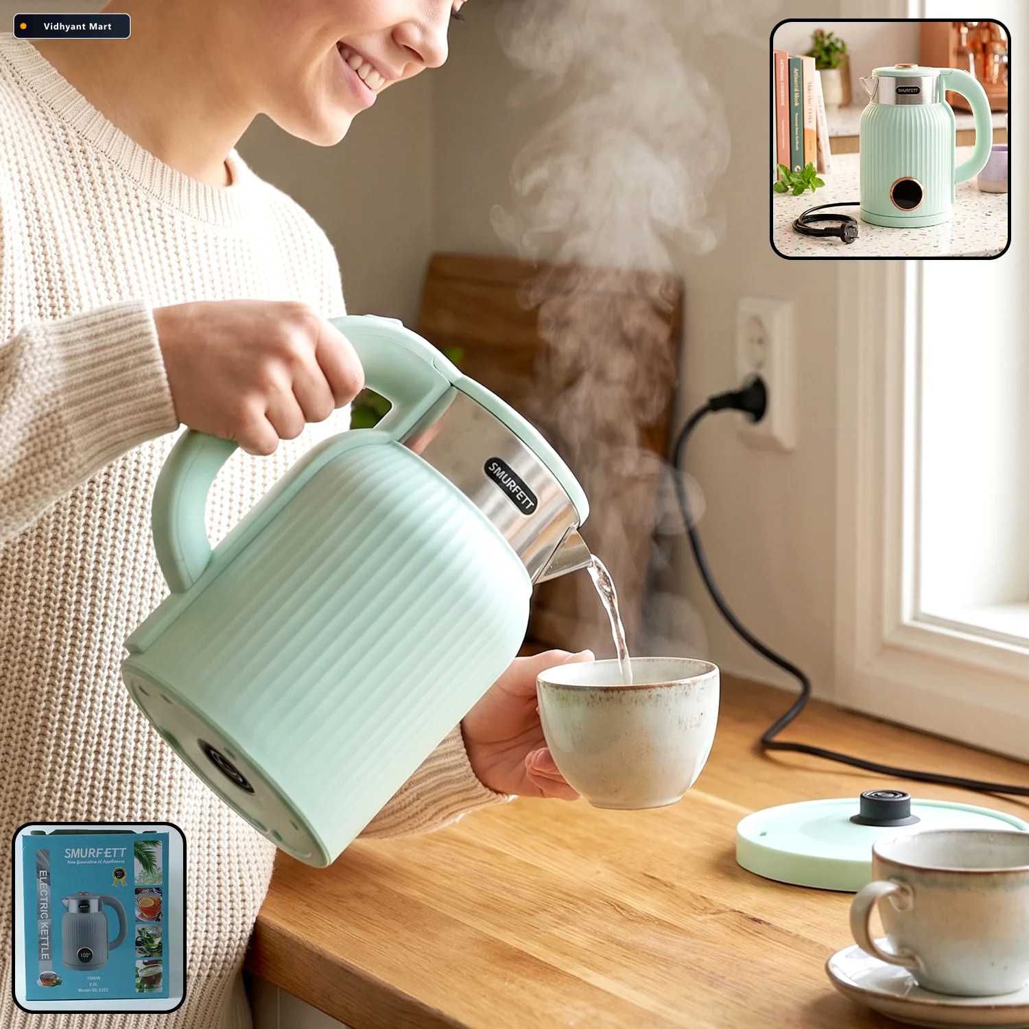 Vidhyant Mart Electric Kettle 2 Litre 1500w For Tea Coffee Milk 1